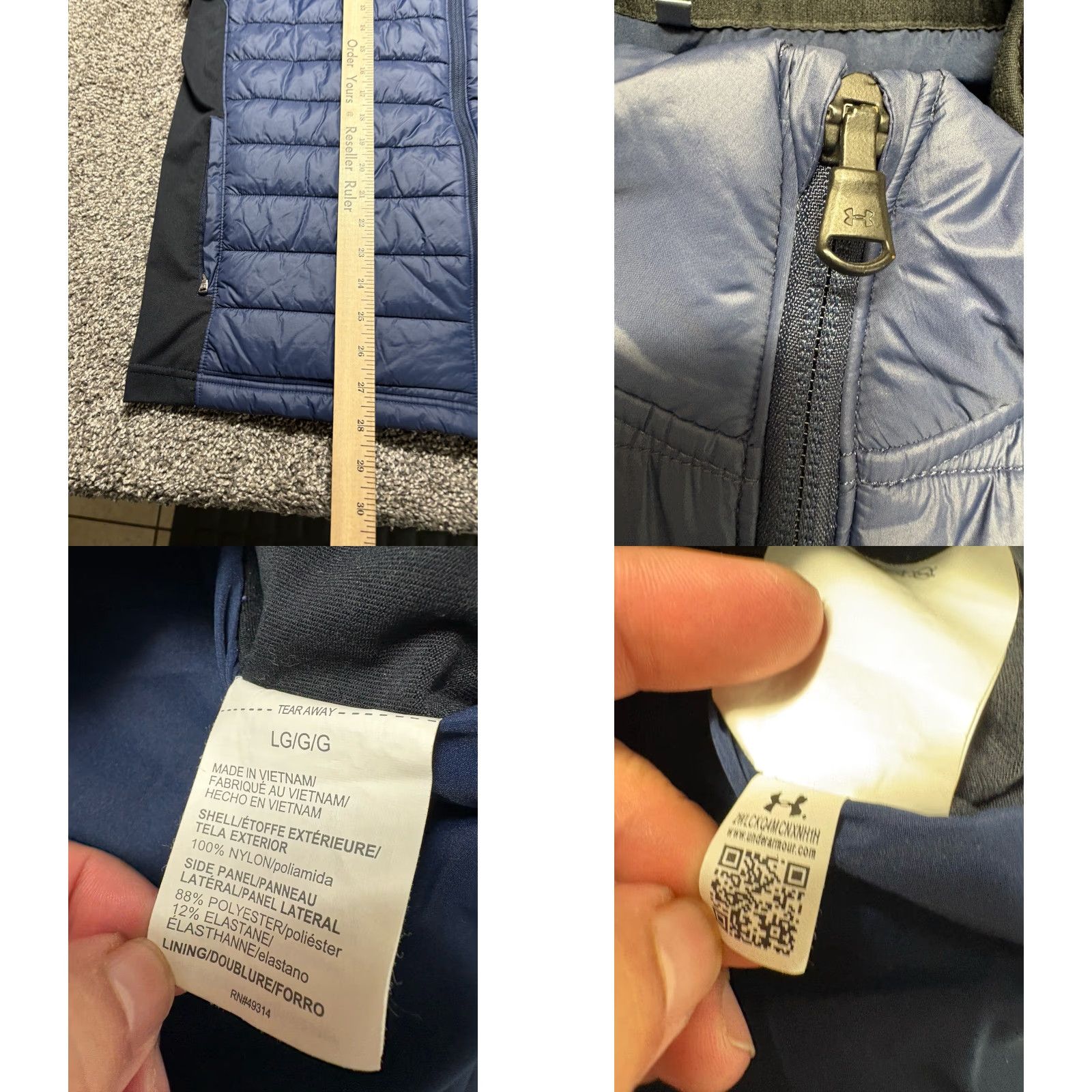 Under Armour Under Armour Puffer Vest Mens Large Blue Insulated Zip Logo Nylon Size US L / EU 52-54 / 3 - 8 Thumbnail