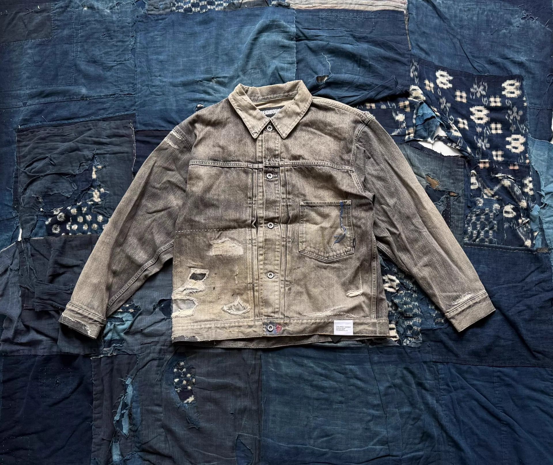 Neighborhood NBHD 24SS Type1 WashedDistressed Blk L Denim Jkt Size US L / EU 52-54 / 3 - 1 Thumbnail