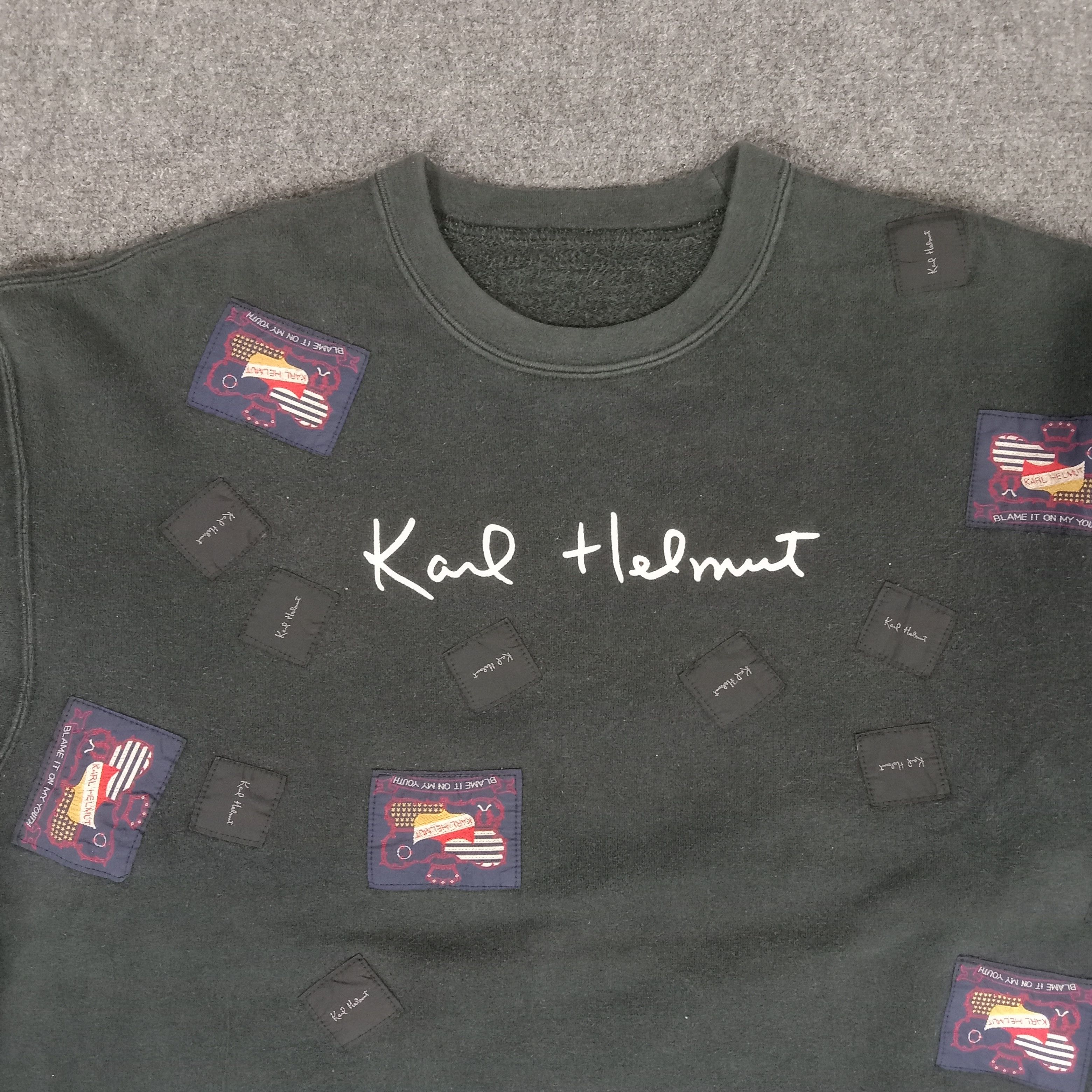 Karl Helmut × Vintage Karl Helmut Designer Brand Patches Art Sweatshirt Size US L / EU 52-54 / 3 - 2 Thumbnail