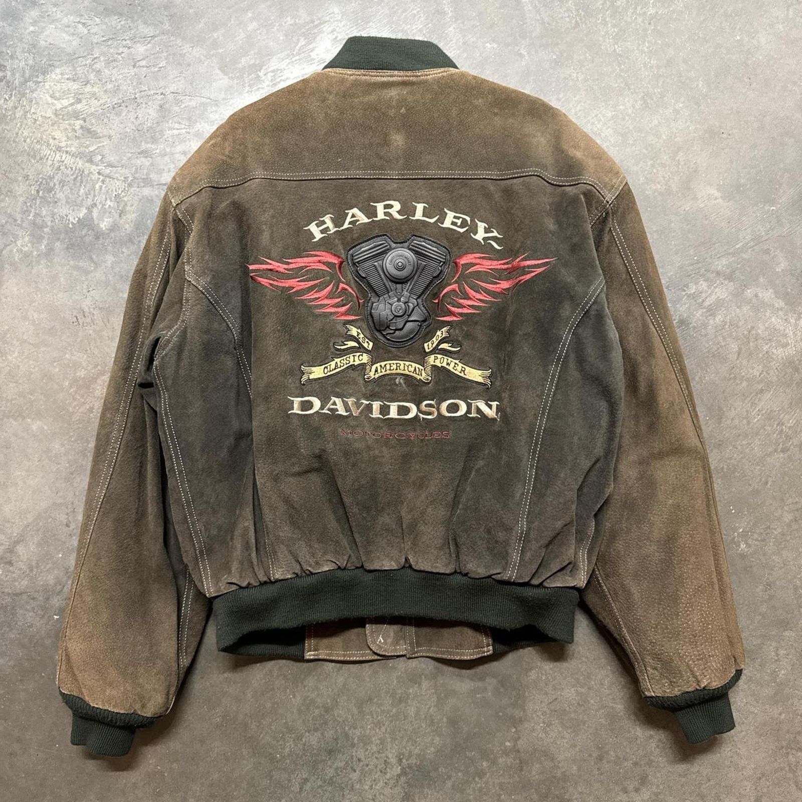 Harley Davidson × Vintage Vintage 90s Harley Davidson Motorcycles Suede Leather Jacket Size US L / EU 52-54 / 3 - 1 Thumbnail