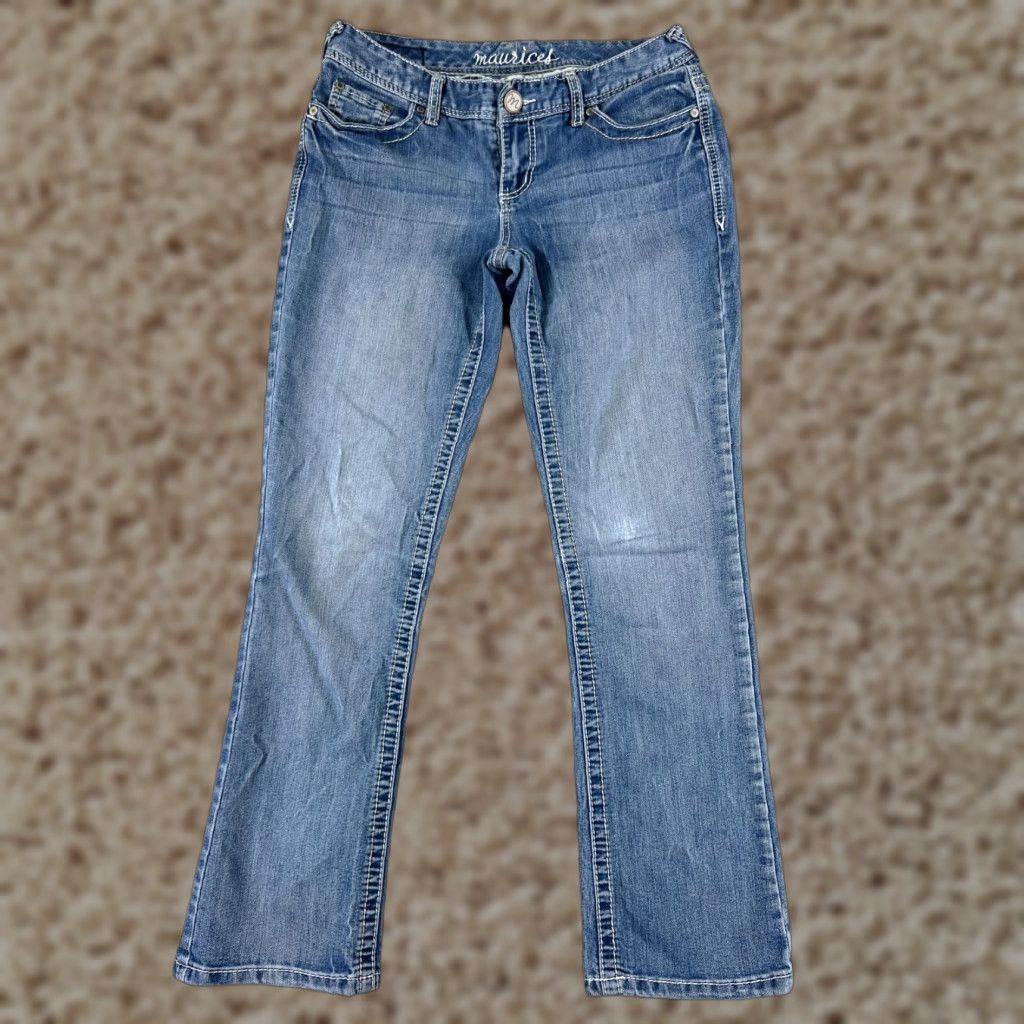 Vintage Maurices Jeans Womens 5 Blue Denim Low Rise Bootcut 27x28 Regular Stretch Size 27" / US 4 / IT 40 - 1 Thumbnail