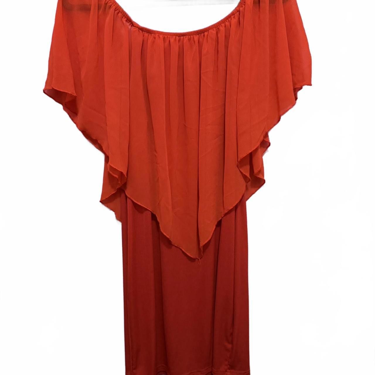 Designer Elegant Off-Shoulder Orange Dress Size M / US 6-8 / IT 42-44 - 2 Thumbnail
