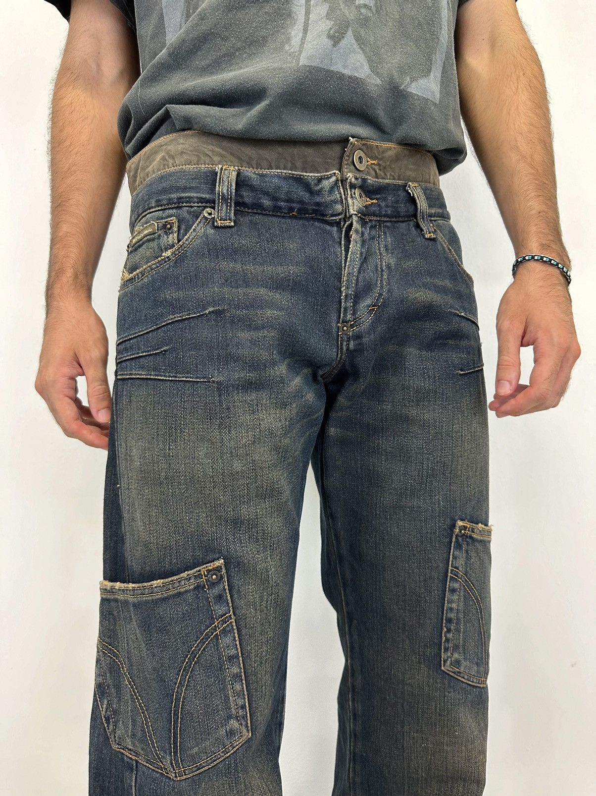 Pre-owned Dolce & Gabbana 2003 Double Waisted Cargo Denim