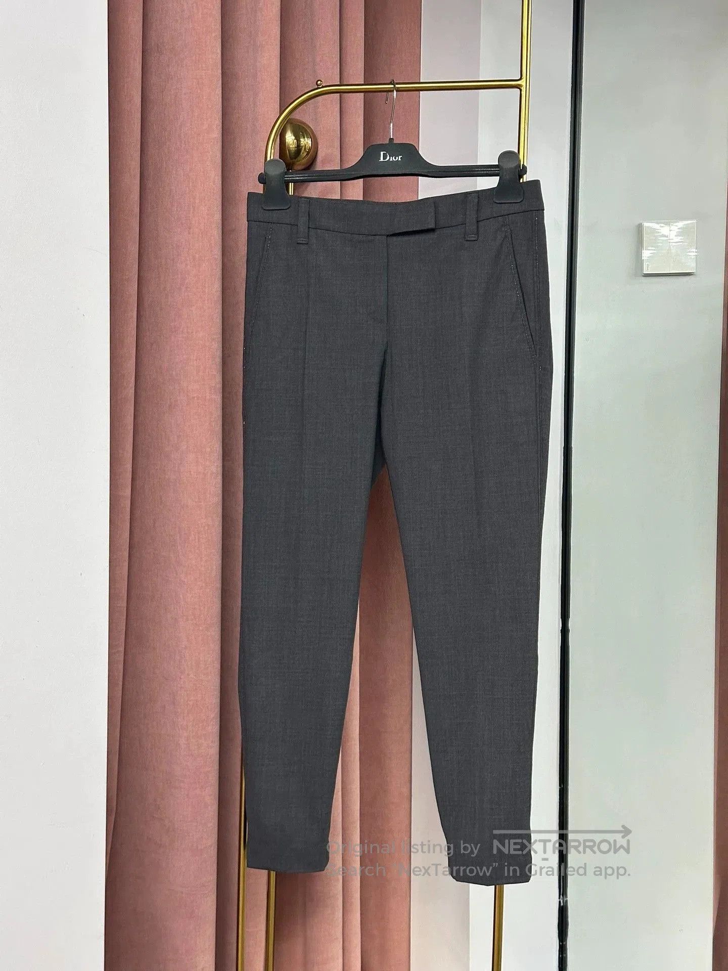 Brunello Cucinelli Brunello Cucinelli Gray Beaded Side Trousers. Size US 40 / EU 56 - 1 Thumbnail