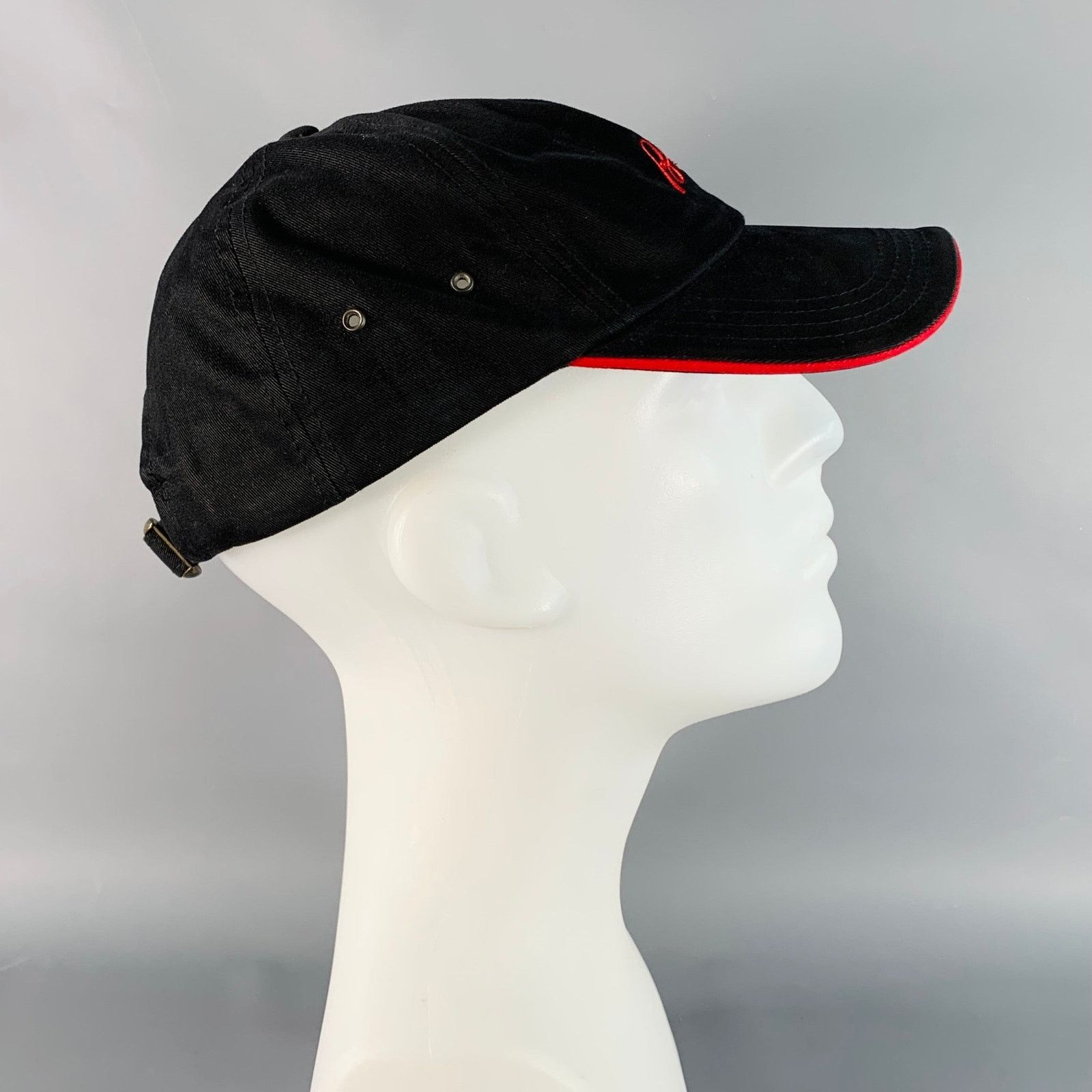Brioni BRIONI One Size Black Red Logo Twill Cotton Baseball Cap Hat Size ONE SIZE - 2 Thumbnail