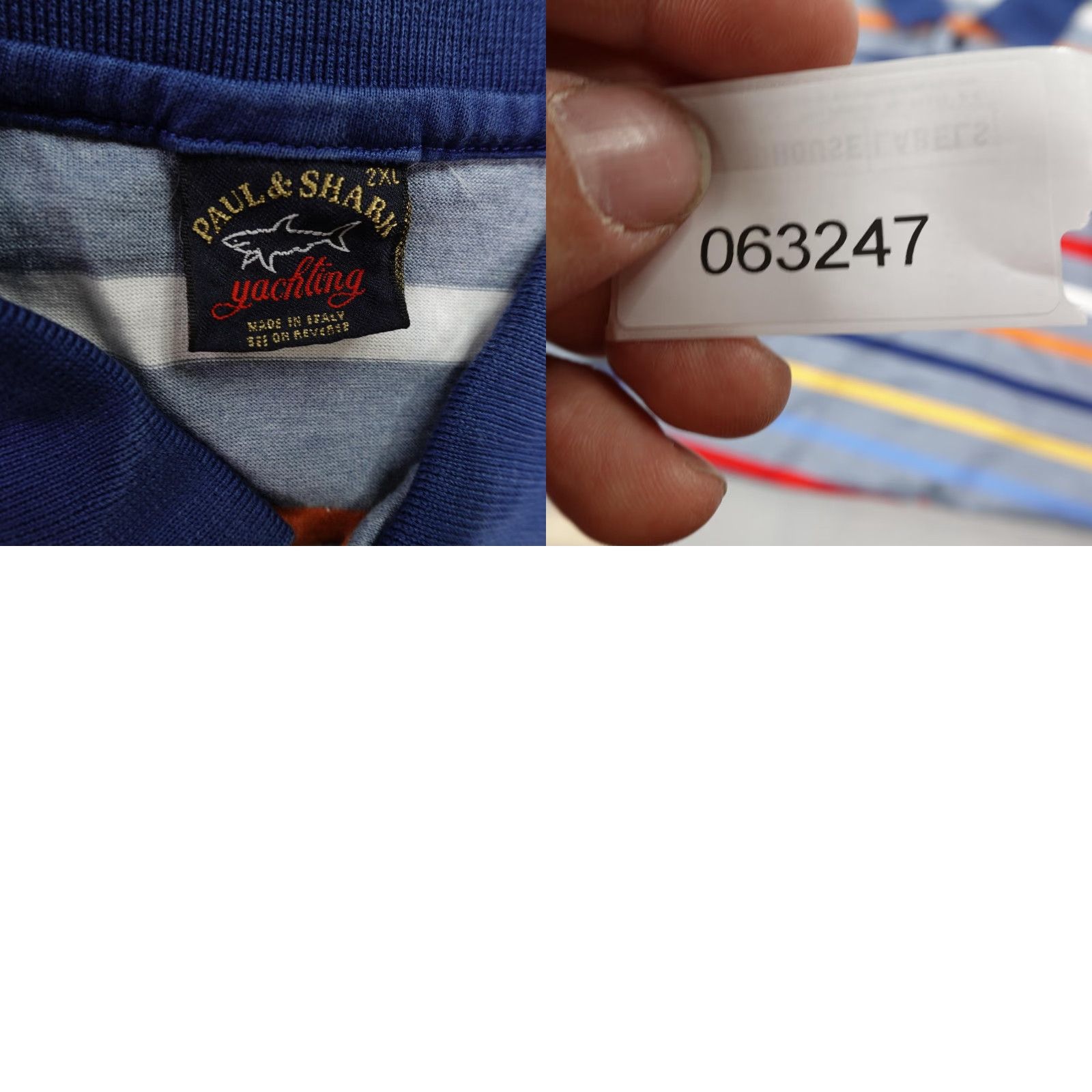 Paul & Shark VINTAGE Paul & Shark Polo Shirt Mens 2XL Cotton Short Sleeve Nautical Stripes Italy Size US XXL / EU 58 / 5 - 8 Thumbnail