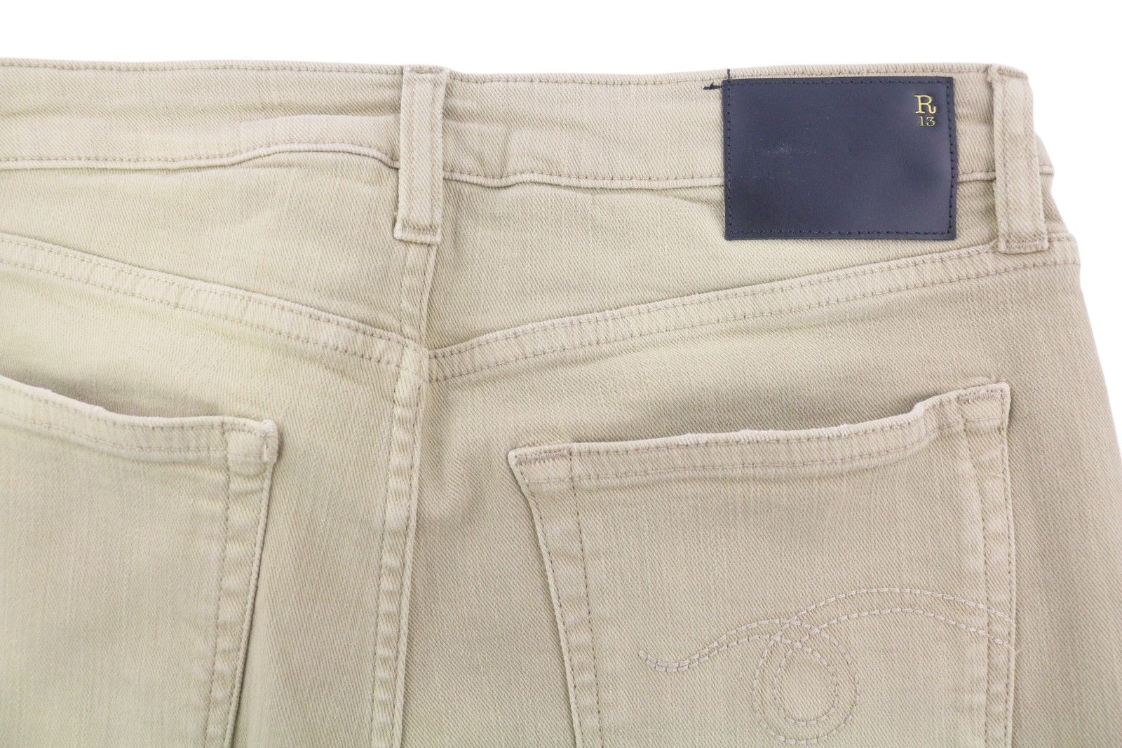 R13 BOY STRAIGHT 28 Khaki Stretch Washed Cropped Zip 86280 Size 28" / US 6 / IT 42 - 13 Thumbnail