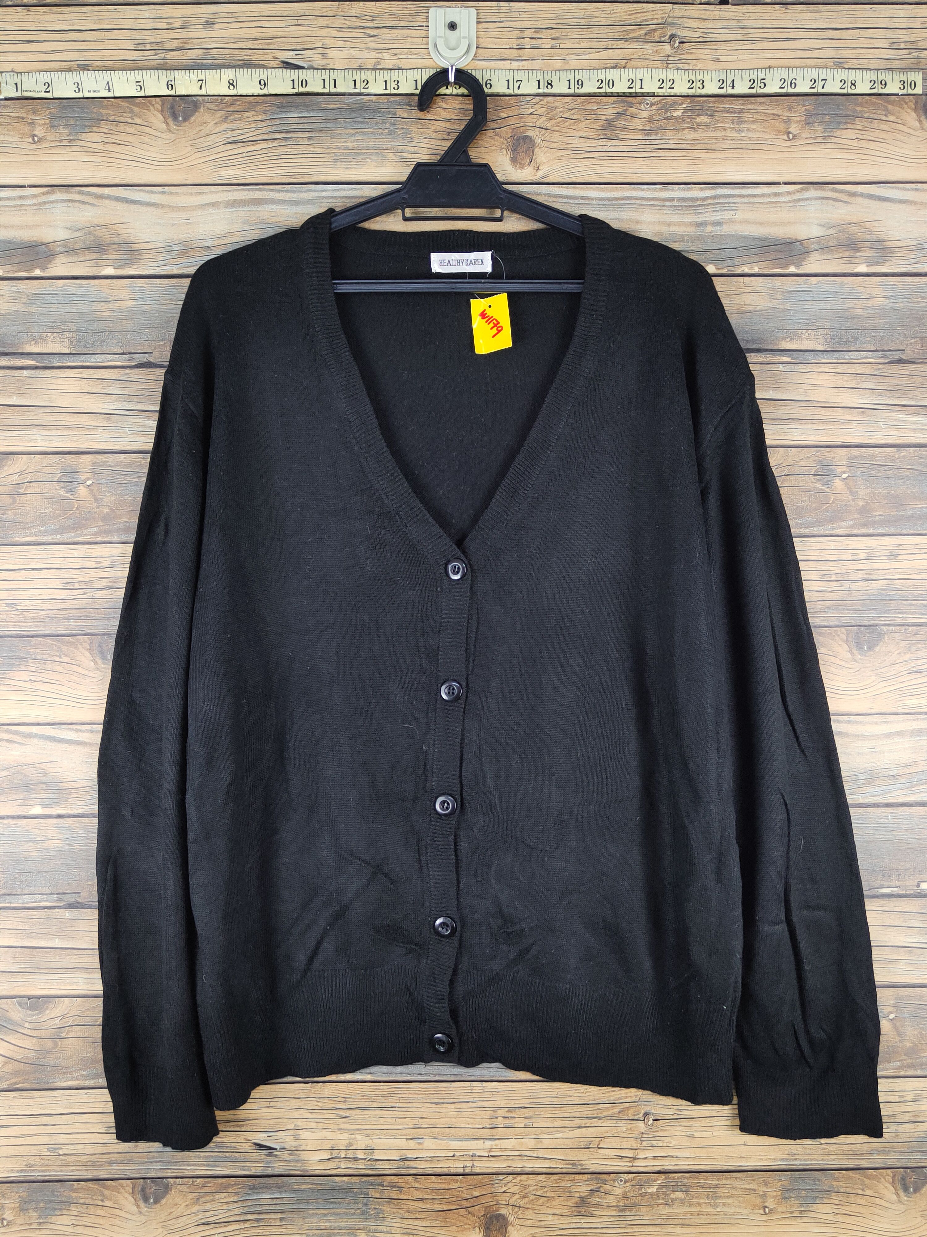 Homespun Knitwear Healthy Karen Black Knitwear Cardigan #W1179 Size US XL / EU 56 / 4 - 1 Thumbnail
