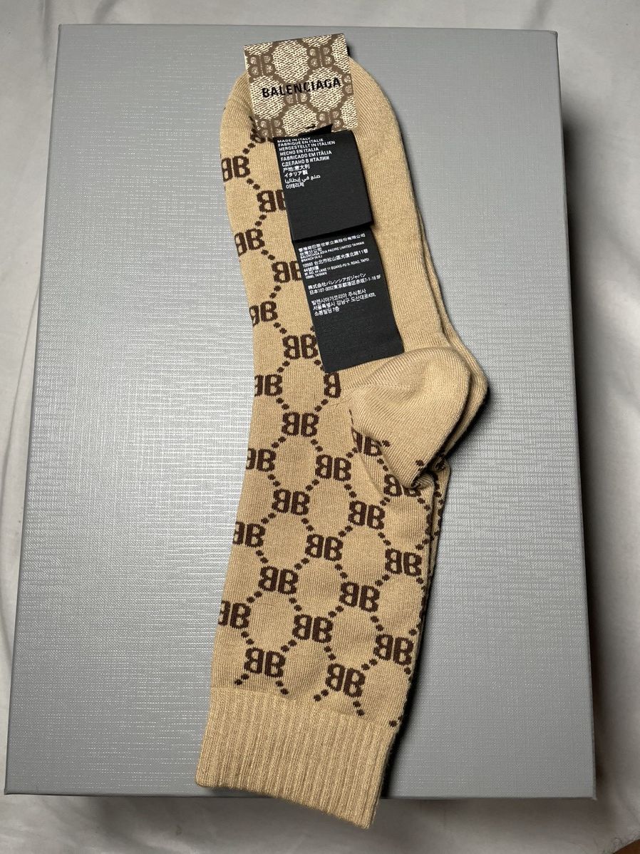 Pre-owned Balenciaga X Gucci Hacker Project Socks In Beige