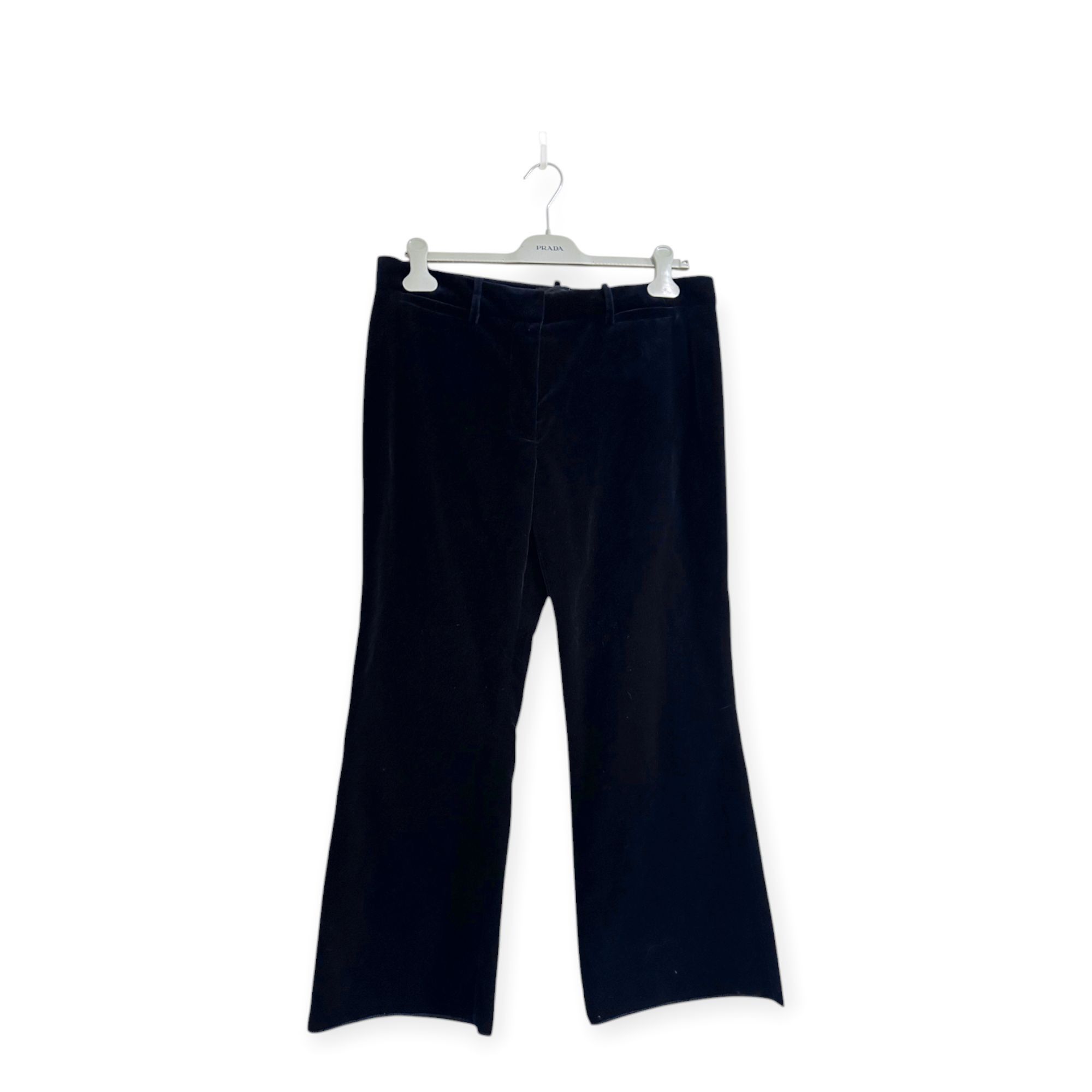 Nili Lotan Nili Lotan Derek Velvet Flared Pants, Dark Navy, Made in USA Size 32" / US 10 / IT 46 - 2 Thumbnail