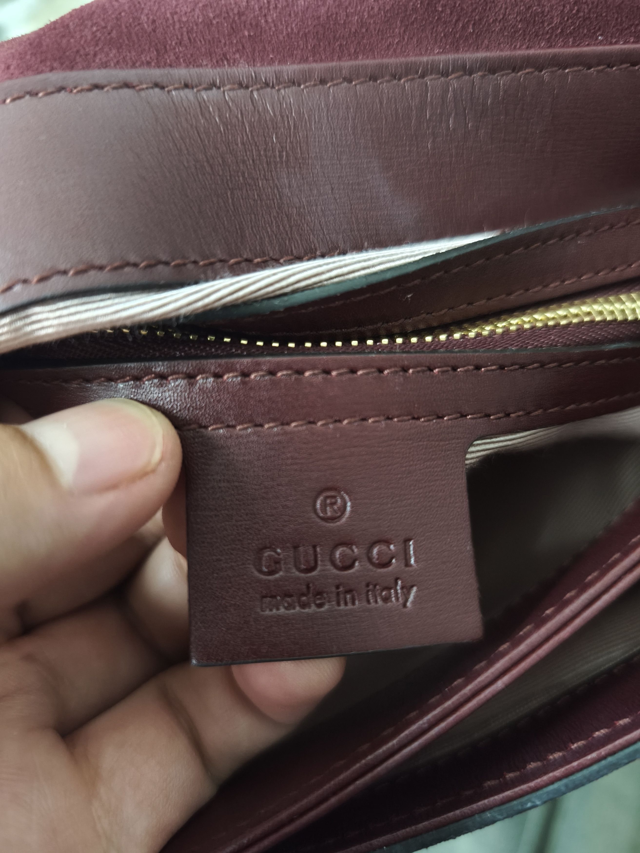 Gucci Gucci GG Marmont Suede Leather Shoulder Bag - Burgundy Size ONE SIZE - 11 Thumbnail