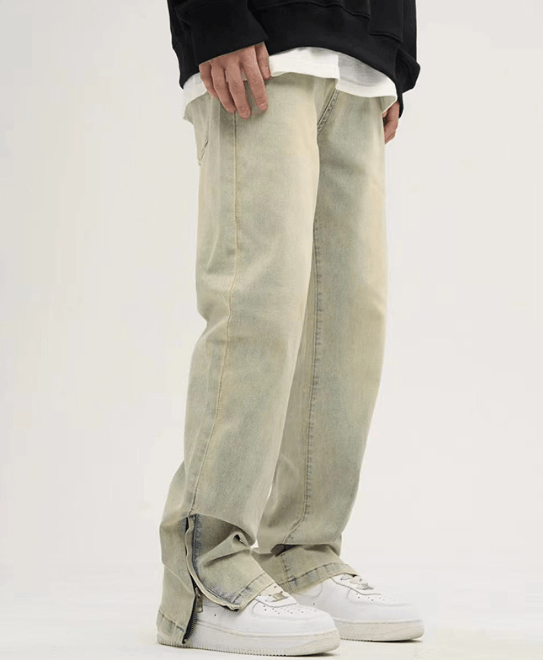 Japanese Brand × Jean Washed distressed American retro loose casual zipper jeans Size US 32 / EU 48 - 3 Thumbnail