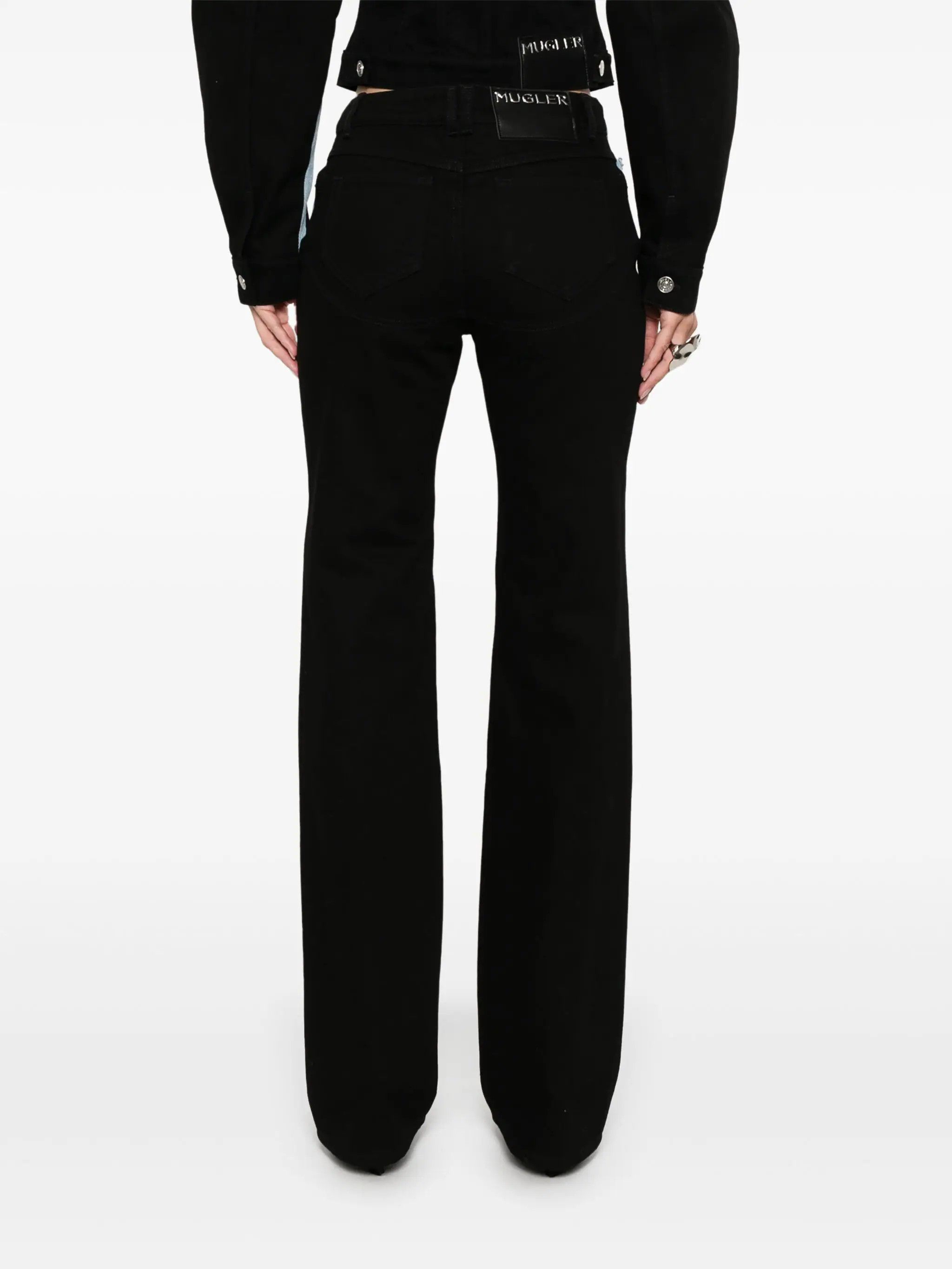Mugler o1s22i1n1024 Bicolor Straight Leg Jeans in Black & Blue Size 28" / US 6 / IT 42 - 3 Thumbnail