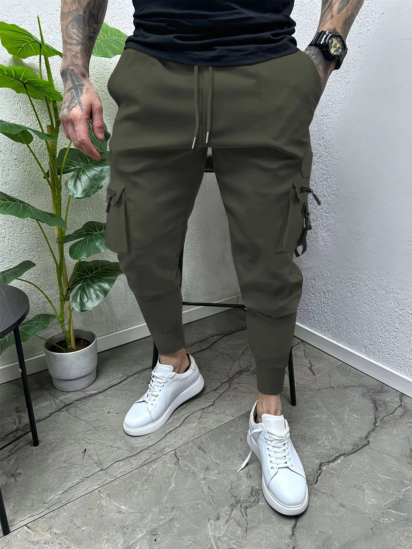 Japanese Brand New men's casual overalls fashion multi-pocket loose pants Size US 31 - 4 Thumbnail