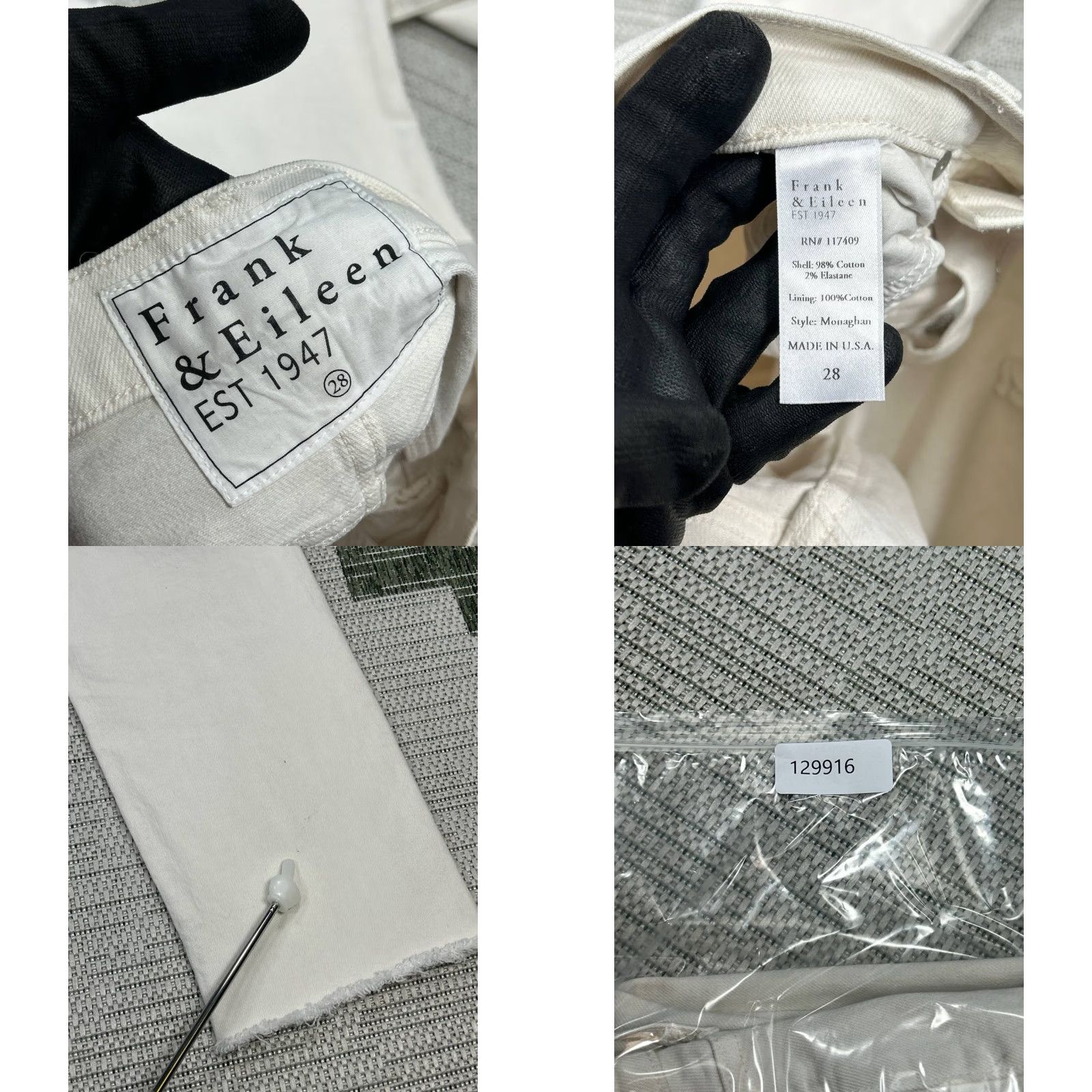 Denime Frank And Eileen Monaghan Mom Jeans Womens 28 White Denim Logo Grayed Hem 28x24 Vintage No 5-Pocket Jeans Size 28" / US 6 / IT 42 - 9 Thumbnail