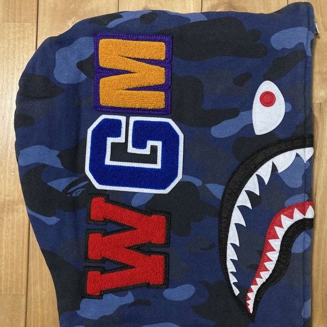 Bape BAPE Blue camo x navy shark full zip hoodie a bathing ape Size US L / EU 52-54 / 3 - 5 Thumbnail