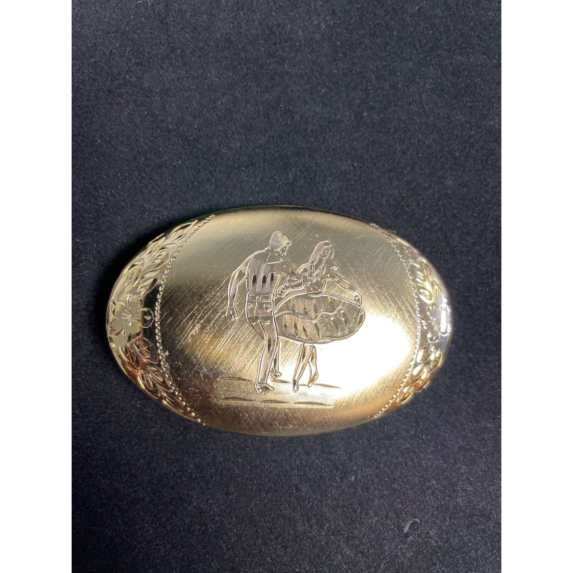 Other Unique Men's Gold Belt Buckle Etched Male&Female Dancing Flo Size ONE SIZE - 1 Thumbnail