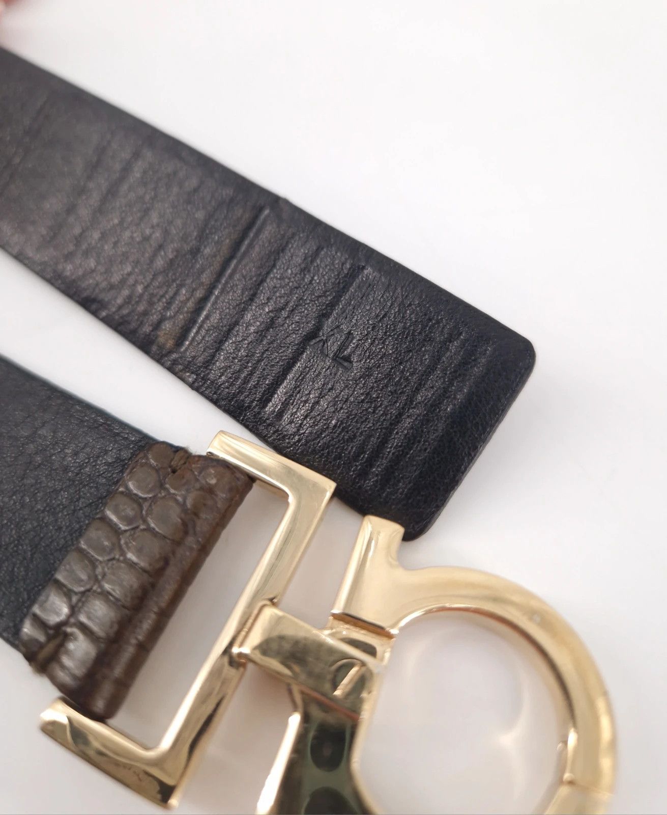 Salvatore Ferragamo Salvatore Ferragamo Green Embossed Leather Gancio Belt Size ONE SIZE - 10 Thumbnail