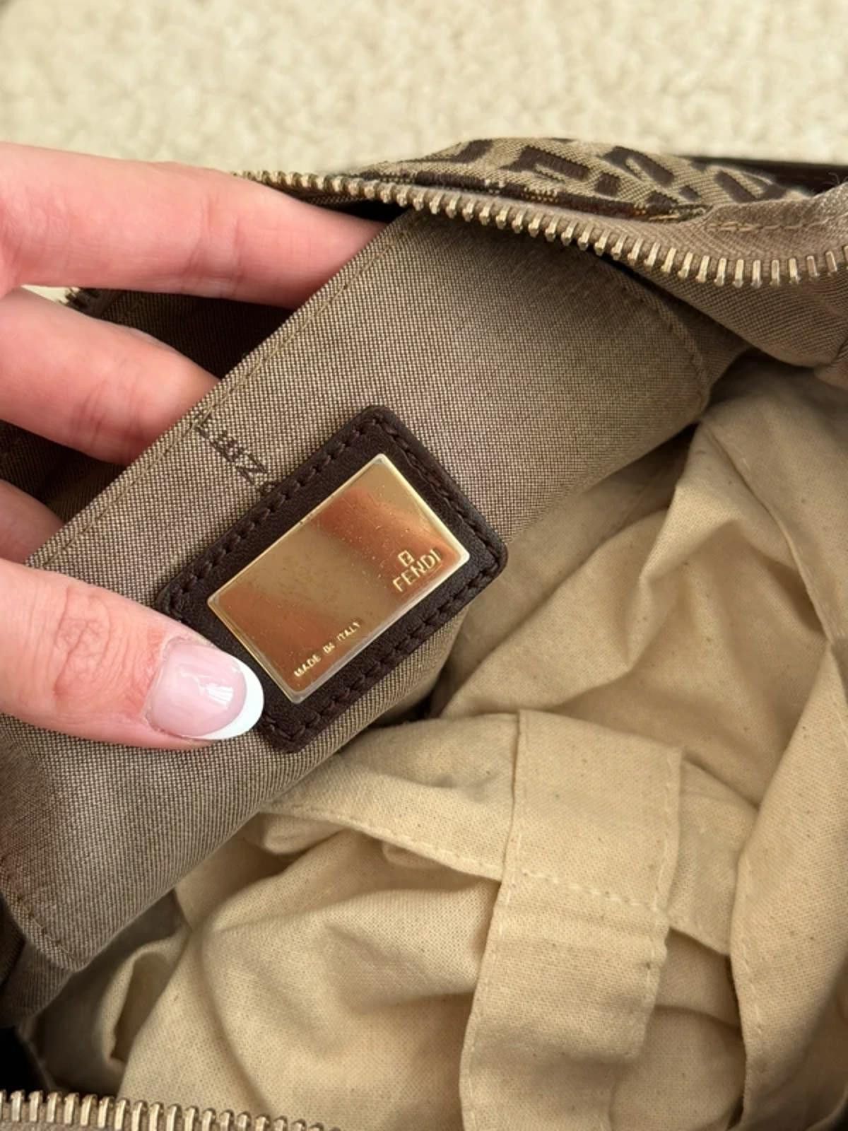 Fendi Fendi Zucchino Canvas Pochette – Brown FF Size ONE SIZE - 11 Thumbnail