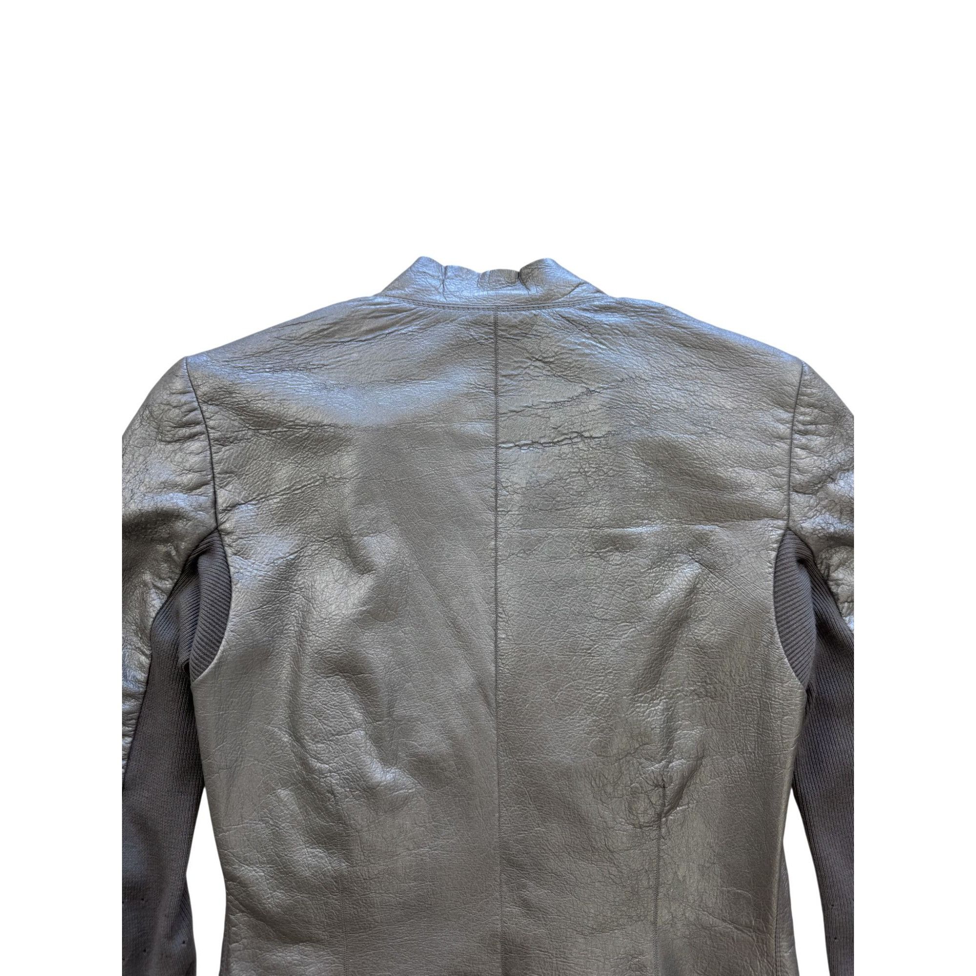 Rick Owens Rick Owens S/S18 'DIRT' Warm Silver Cowl Neck Biker Jacket Size XS / US 0-2 / IT 36-38 - 8 Thumbnail