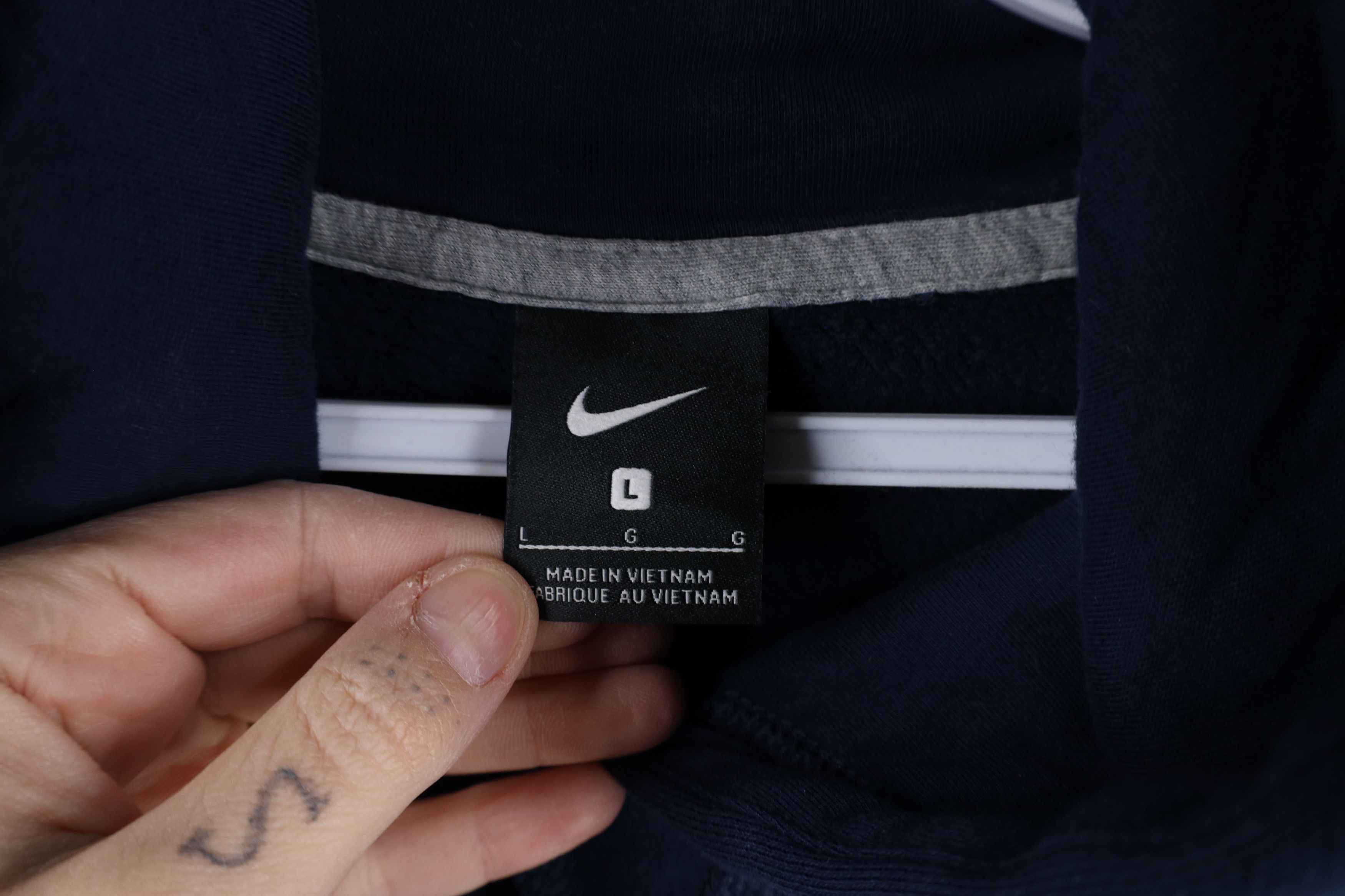 Nike × Vintage Vintage Y2K Nike Scott Mini Swoosh Hoodie Sweatshirt Blue Size US L / EU 52-54 / 3 - 9 Thumbnail