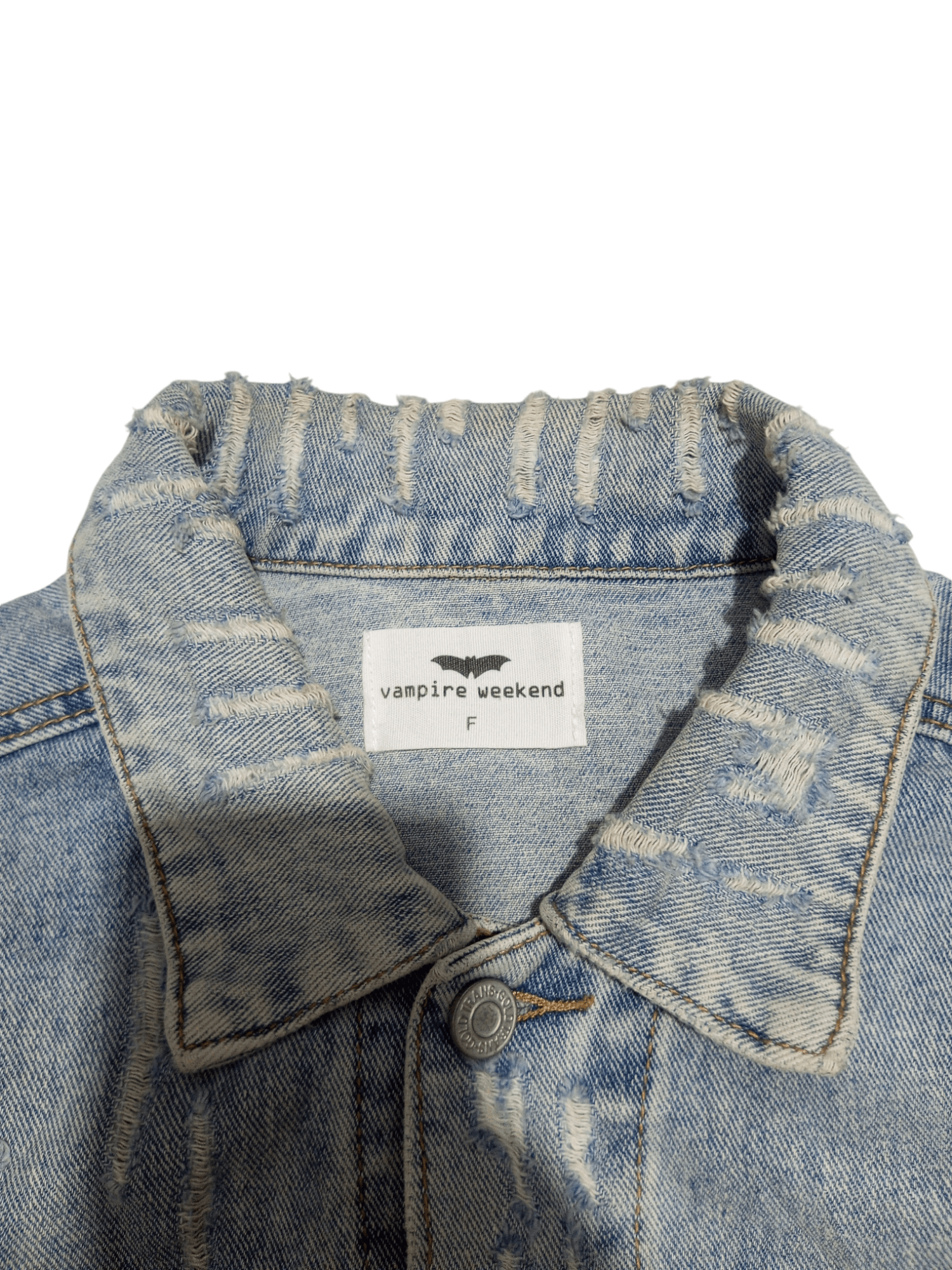 Japanese Brand × Vintage Vintage vampire weekend distressed denim trucker jacket Size US XL / EU 56 / 4 - 3 Thumbnail
