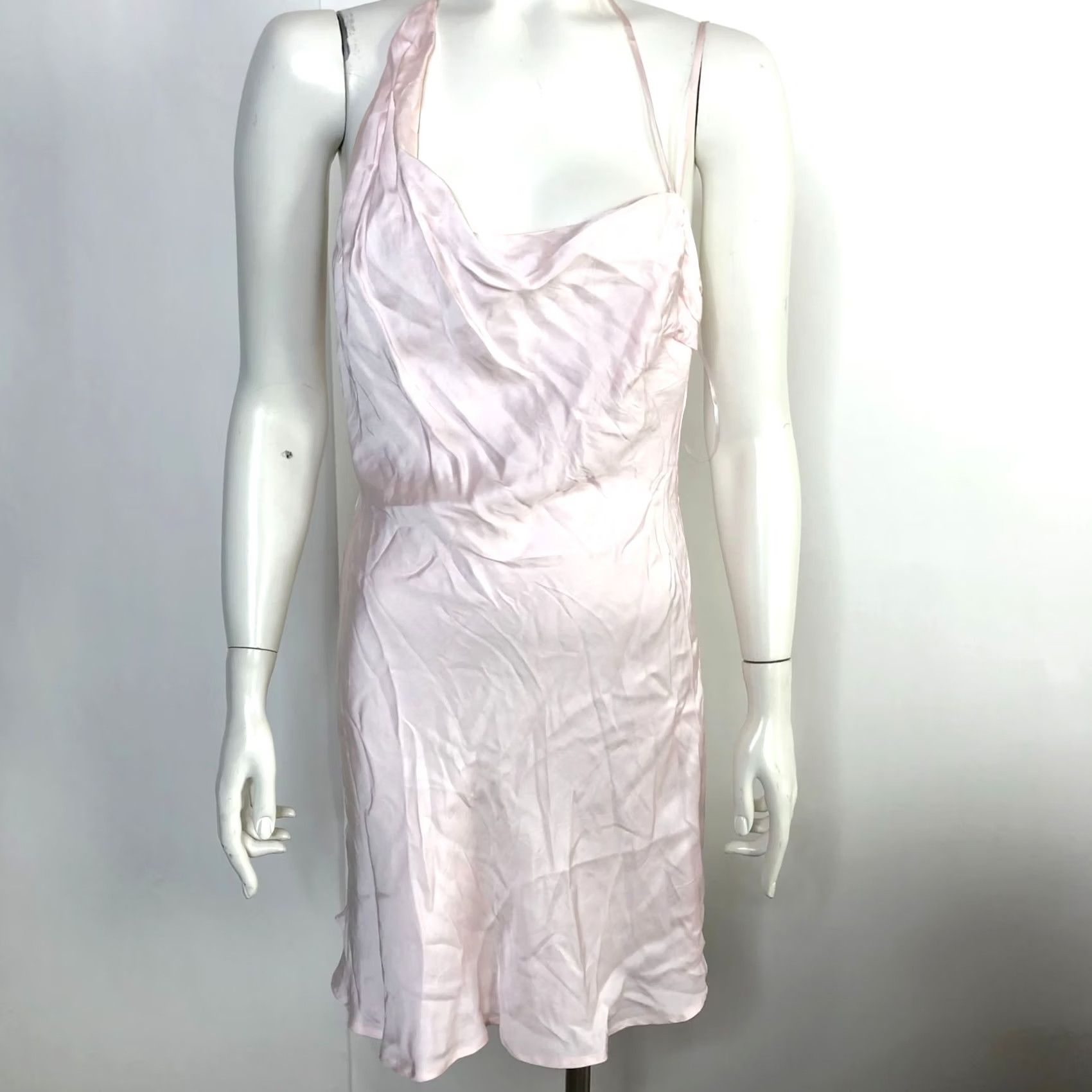 Vintage Bardot Astrid Mini Dress Medium Pink Satin 100% Viscose Revolve MINT HRJ Size M / US 6-8 / IT 42-44 - 2 Thumbnail