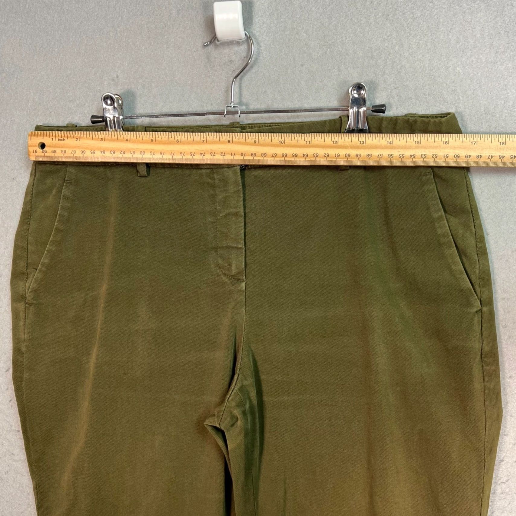 Theory VINTAGE Theory Women's Slim Fit Chino Pants Size 10 Green Cotton Blend Casual Summer Size 32" / US 10 / IT 46 - 5 Thumbnail