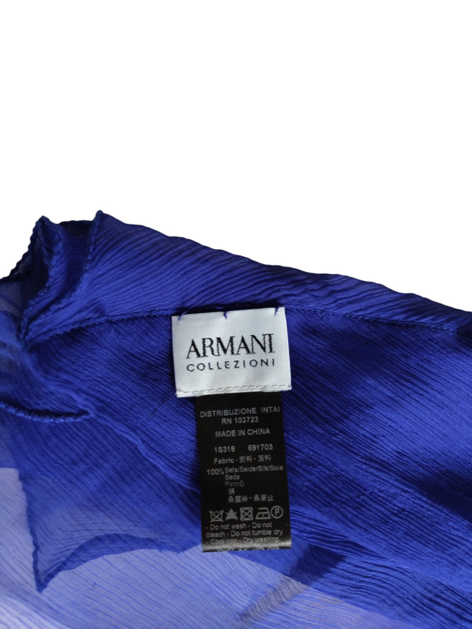 Armani Collezioni Royal Blue Silk Scarf With 3 Layer Ruffle Finishing Size ONE SIZE - 3 Thumbnail