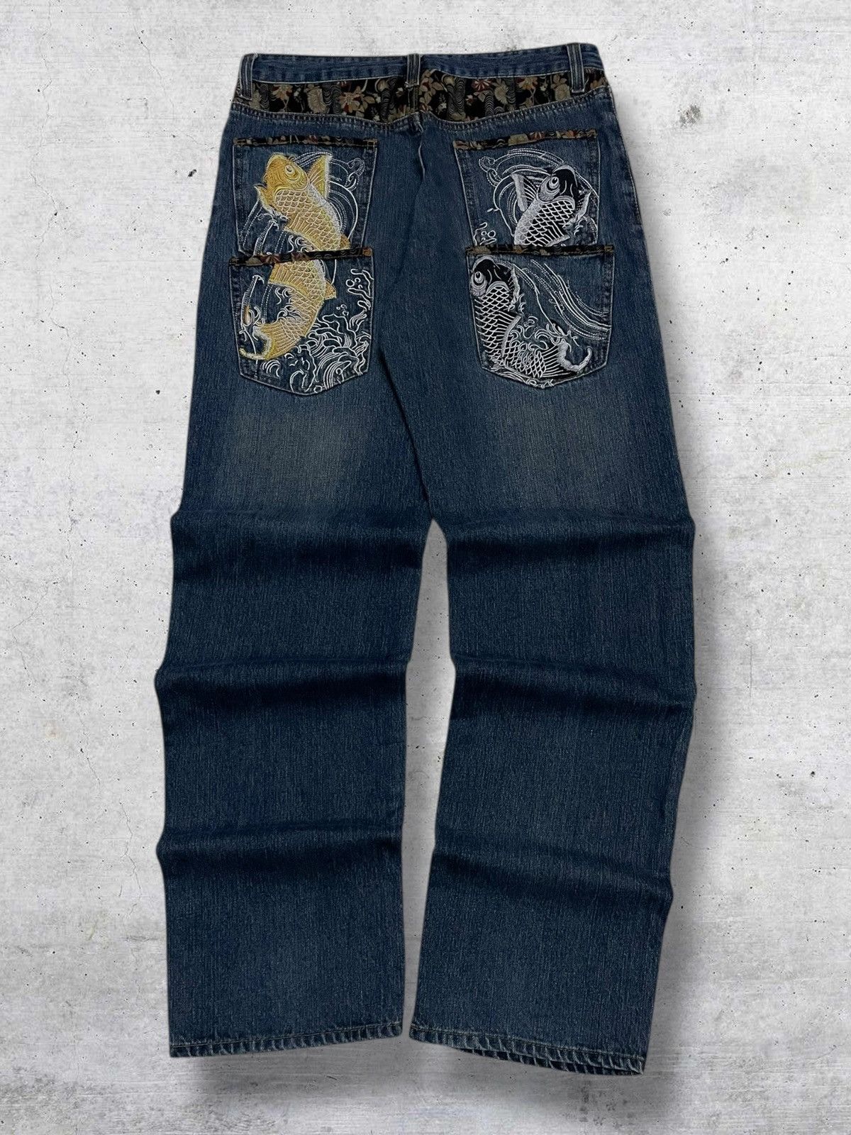 Japanese Brand VINTAGE KOI EMBROIDERED JAPAN DESIGNER KARAKURI TAMASHI 90S Size US 32 / EU 48 - 1 Thumbnail