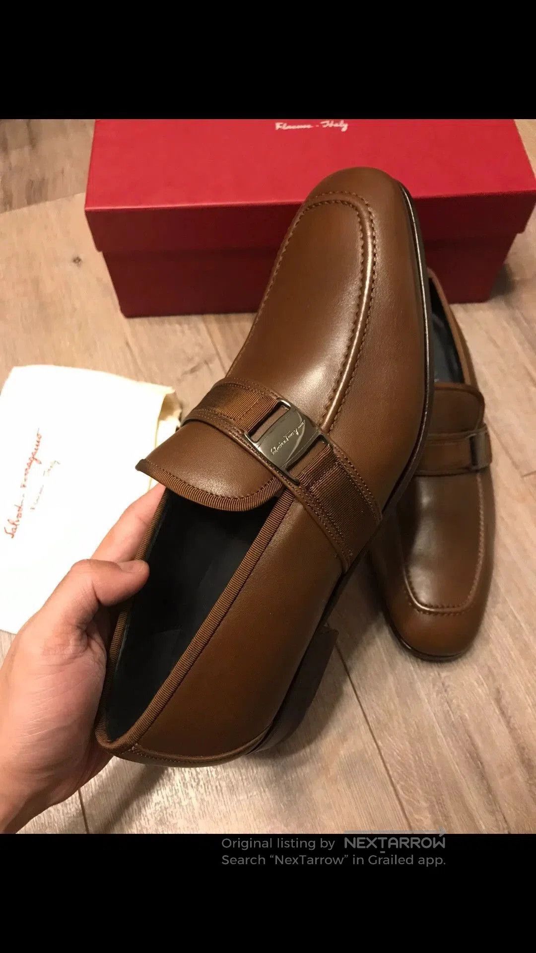 Salvatore Ferragamo Brown Leather Buckle Loafers Size 9.5. Size US 9.5 / EU 42-43 - 3 Thumbnail