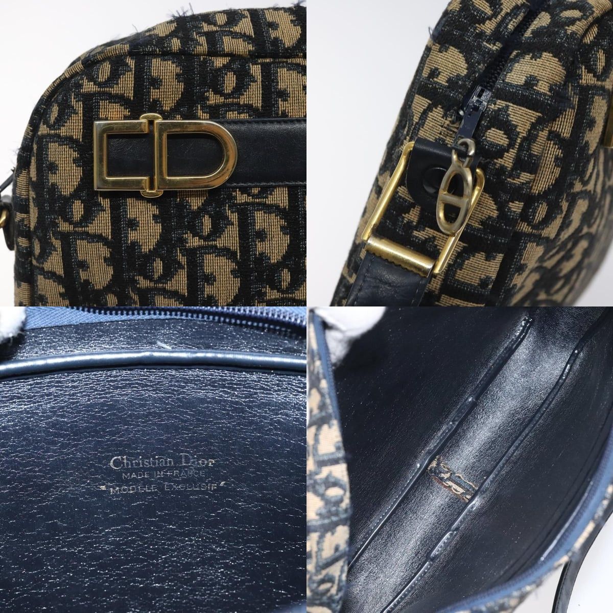 Dior DIOR Trotter Canvas Shoulder Bag Navy Gold Size ONE SIZE - 11 Thumbnail