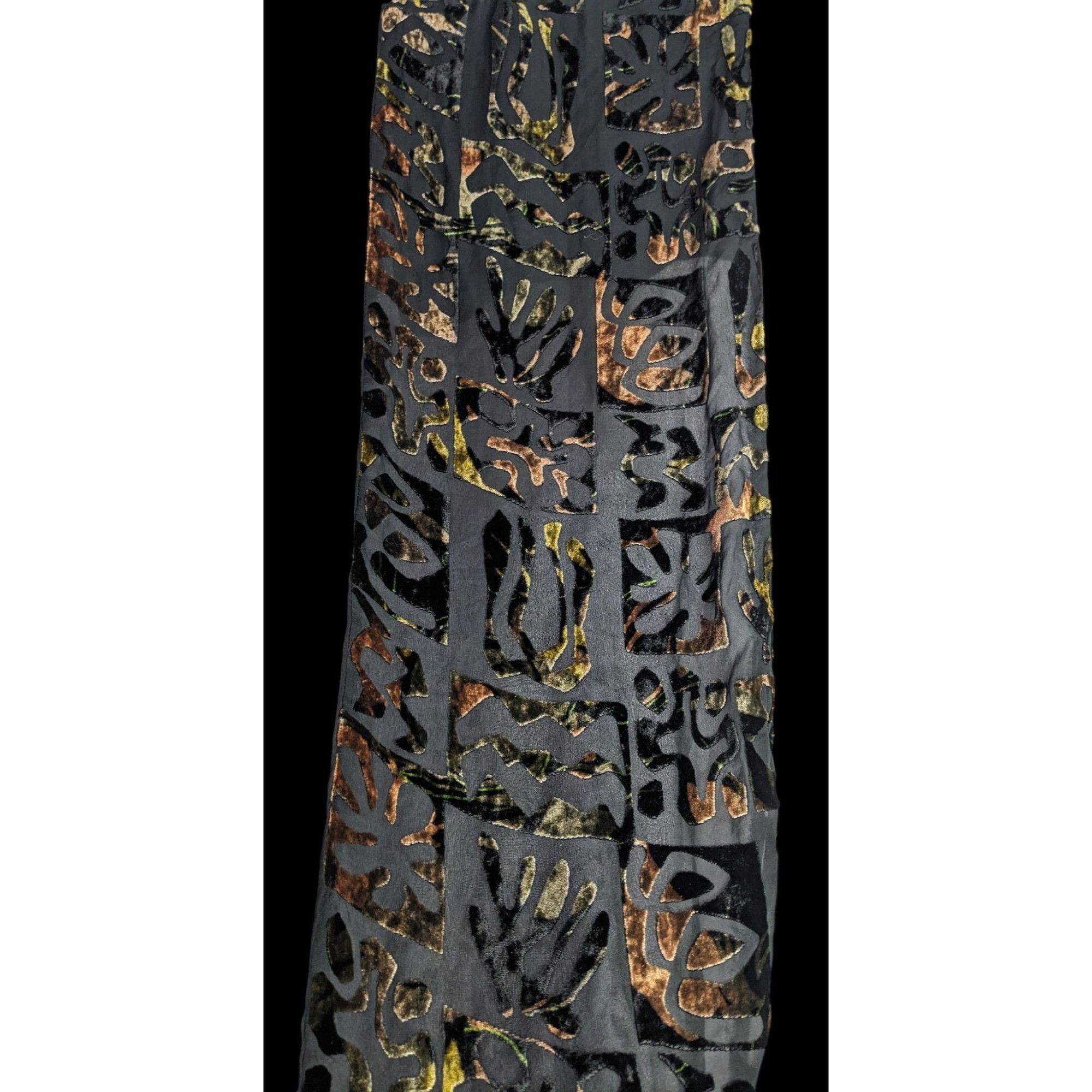 Other Vintage Burnt Velvet Floral Scarf Hawaiian-Inspired Black & Size ONE SIZE - 6 Thumbnail