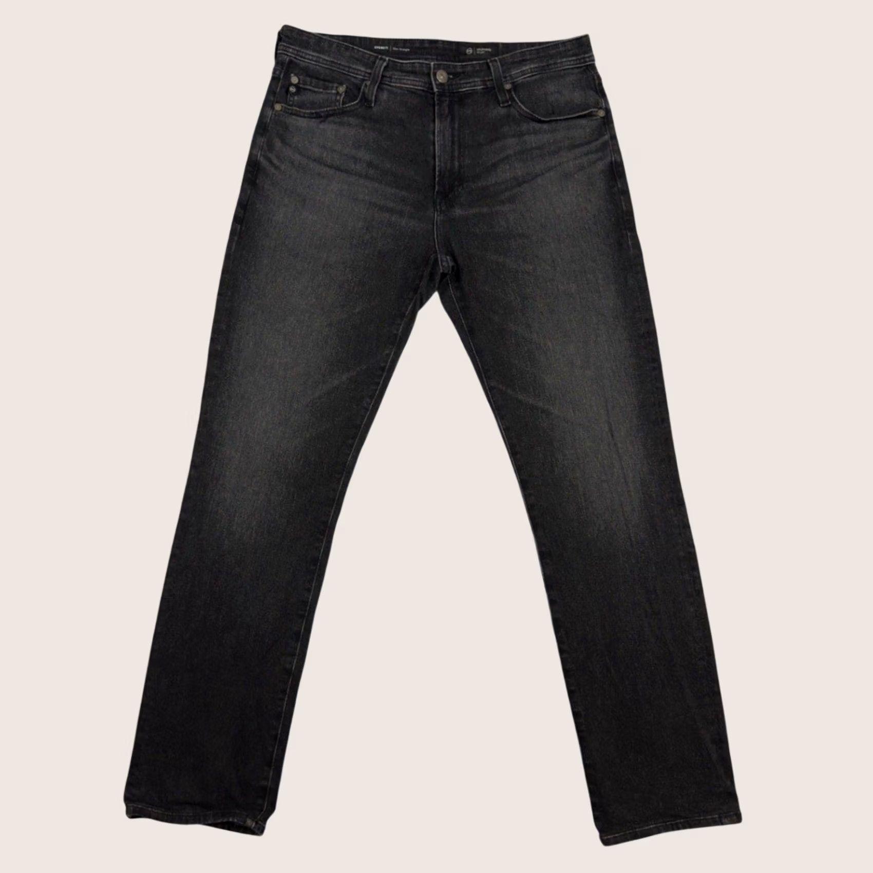 Ag Adriano Goldschmied Mens Jeans 33x34 Black Everett Slim Straight Denim Pants, Men's