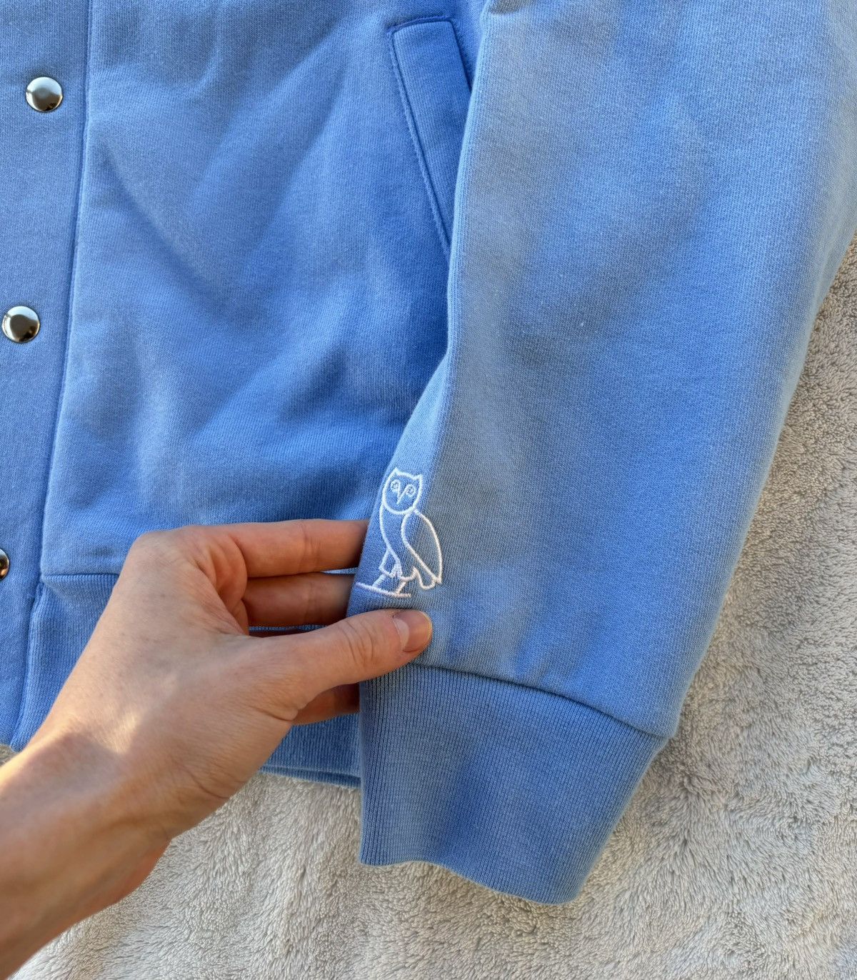 October's Very Own OVO x Tar Heels Blue Fleece Varsity Jacket Size US S / EU 44-46 / 1 - 3 Thumbnail