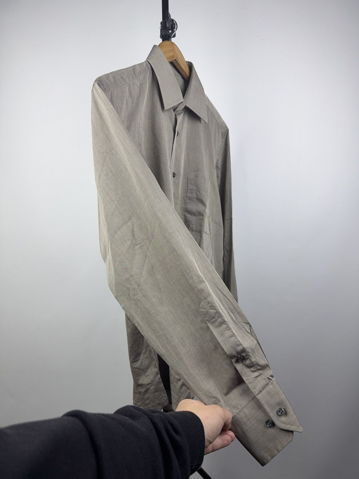 Hugo Boss Hugo BOSS Italian Fabric Dress Shirt Taupe Cotton 40 15 3/4 Size US L / EU 52-54 / 3 - 10 Thumbnail