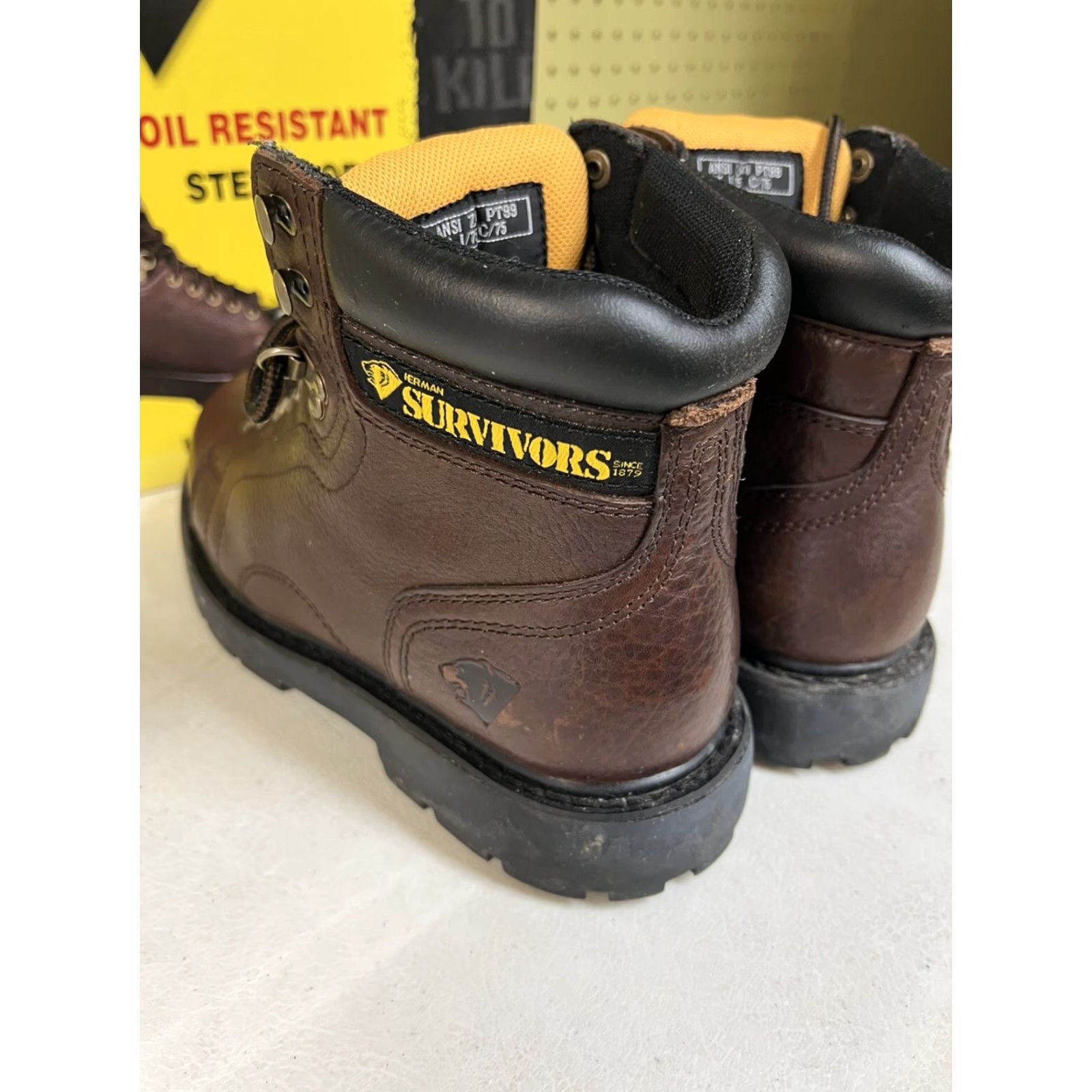 Ben Sherman Mens Herman Survivors Brown Sz 8 Laced Steel Toe Oil Resistant Work Boots Size US 8 / EU 41 - 5 Thumbnail