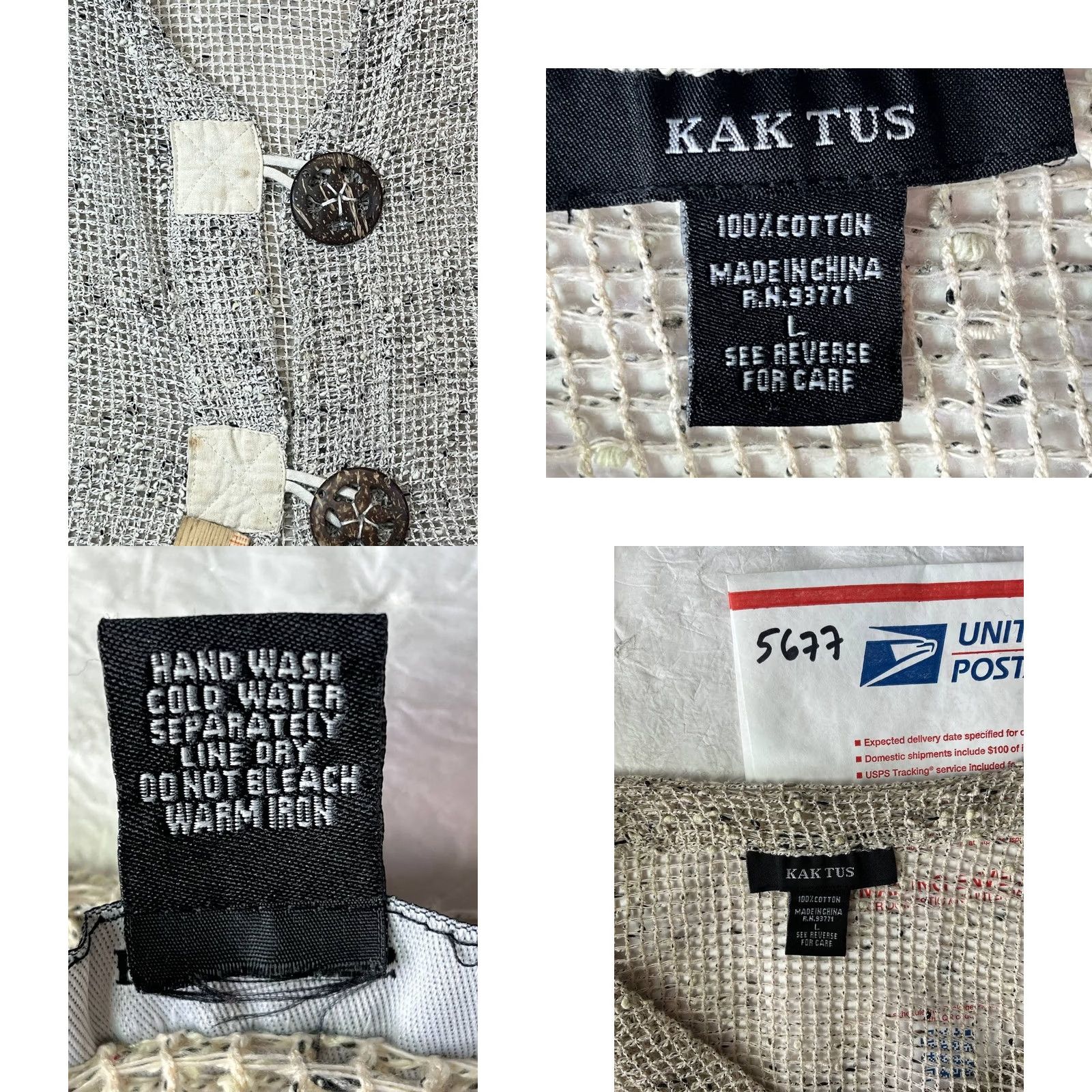 Vintage Kaktus Open Knit Cropped Cardigan Coconut Buttons Lagenlook Boho Y2K 90s Retro L Size L / US 10 / IT 46 - 8 Thumbnail