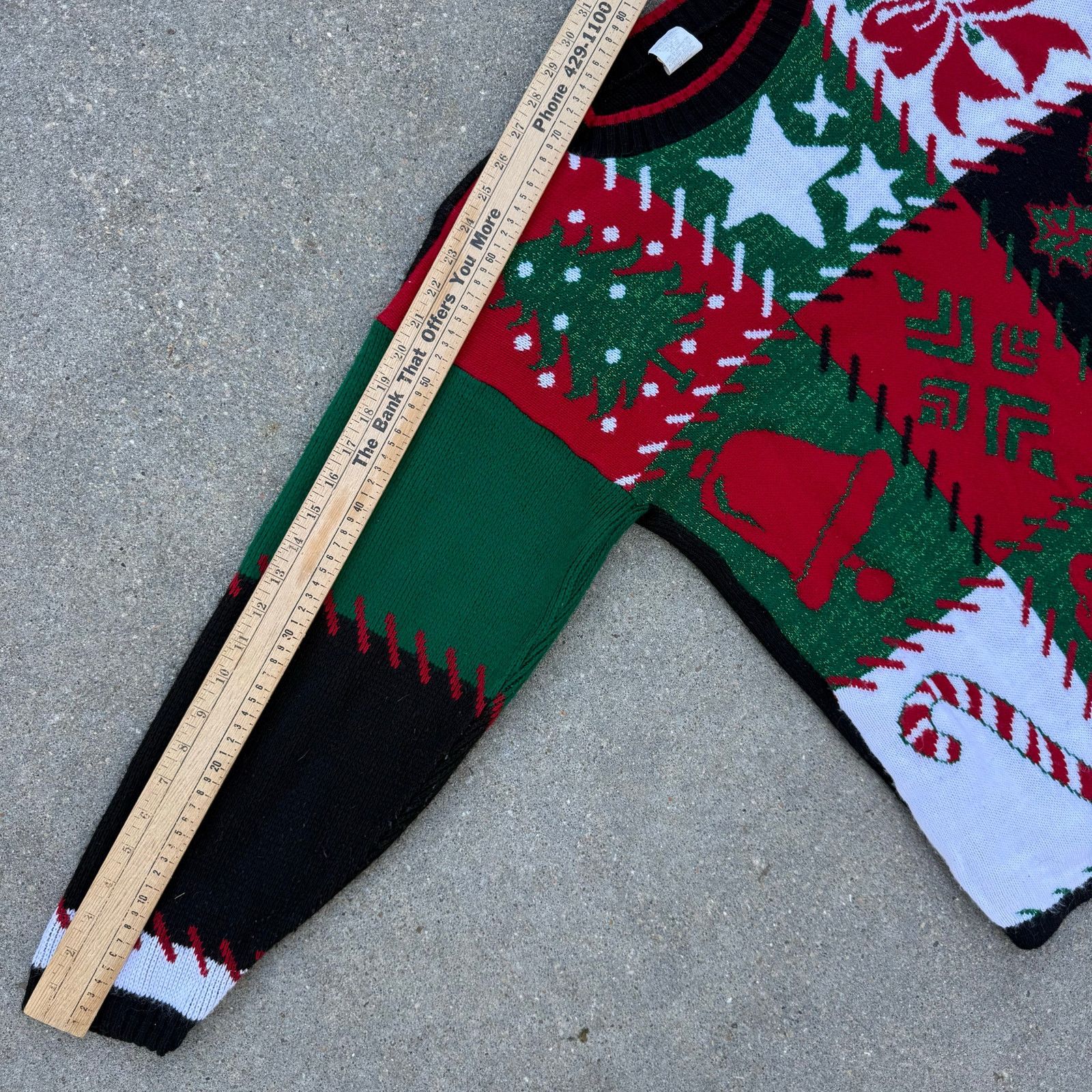 Vintage 90s Christmas Knit Sampler Sweater Tree Candy Cane SMALL Size S / US 4 / IT 40 - 6 Thumbnail