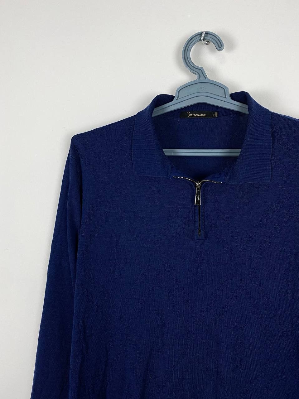 Billionaire Couture Billionaire Wool Polo Sweater Logo Navy Made In Italy Size US XL / EU 56 / 4 - 1 Thumbnail