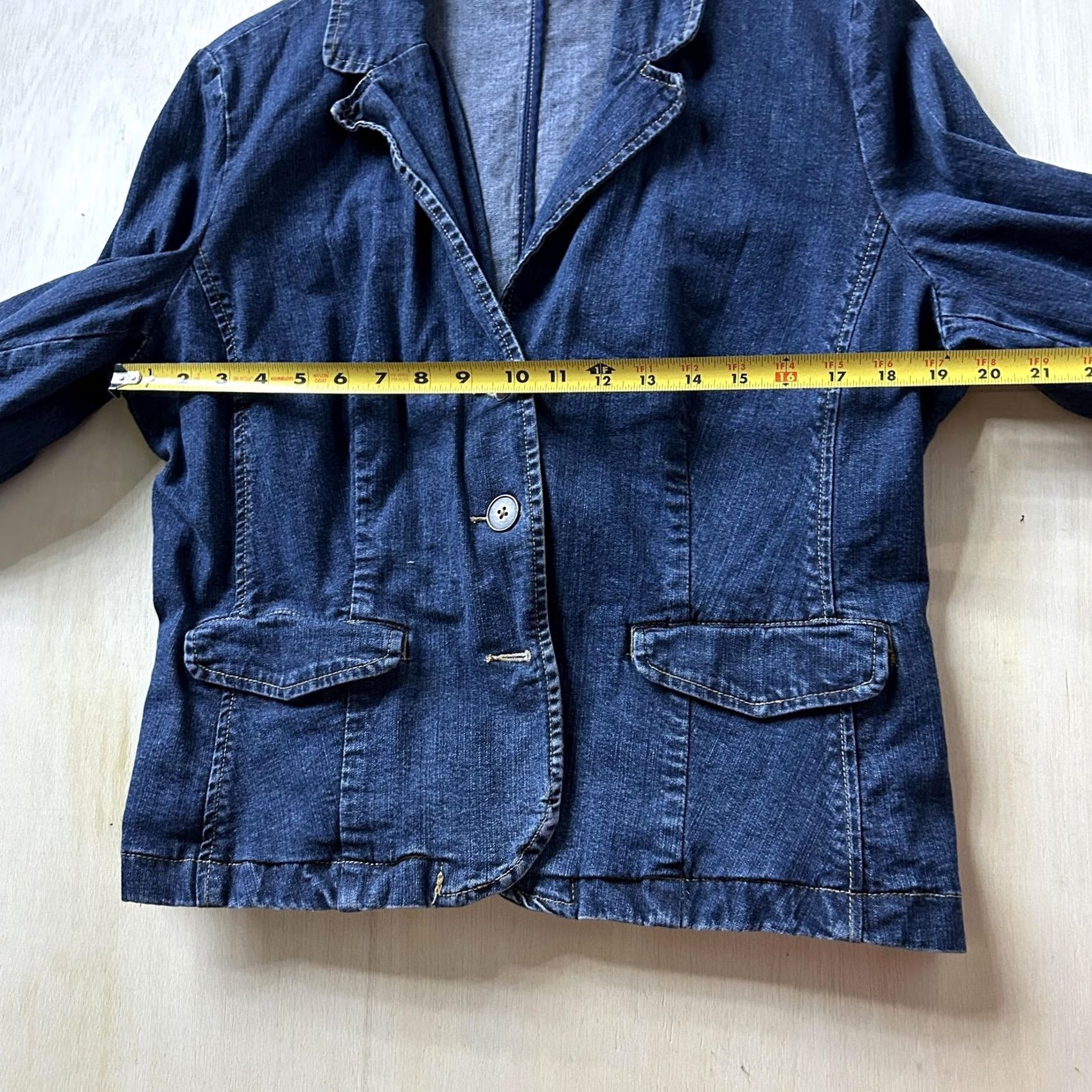 Denime Vintage Y2K Denim Blazer Jacket Womens Large Blue Button Front Cottagecore Size L / US 10 / IT 46 - 5 Thumbnail