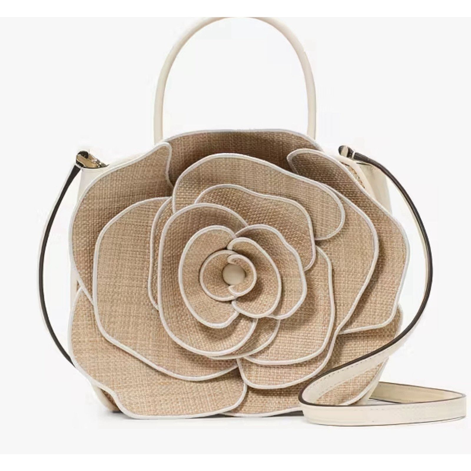 Kate Spade NWT KATE SPADE $449 FLORA ROSE STRAW CROSSBODY PURSE Size ONE SIZE - 1 Thumbnail