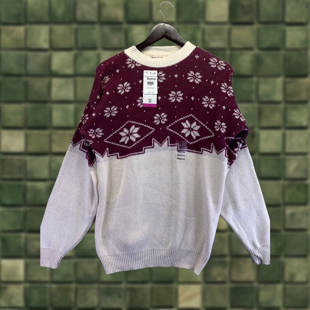 Vintage VINTAGE Cabin Creek Womens Snowflake Knit Sweater M Burgundy/Ivory 1990s Christmas NWT USA Mens? Size M / US 6-8 / IT 42-44 - 1 Thumbnail