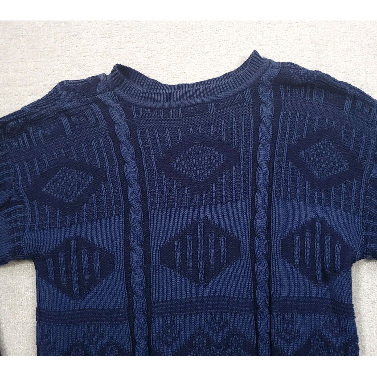 Vintage VINTAGE Bellagio Cable Knit Sweater Mens Medium Blue Made In USA Size US M / EU 48-50 / 2 - 3 Thumbnail