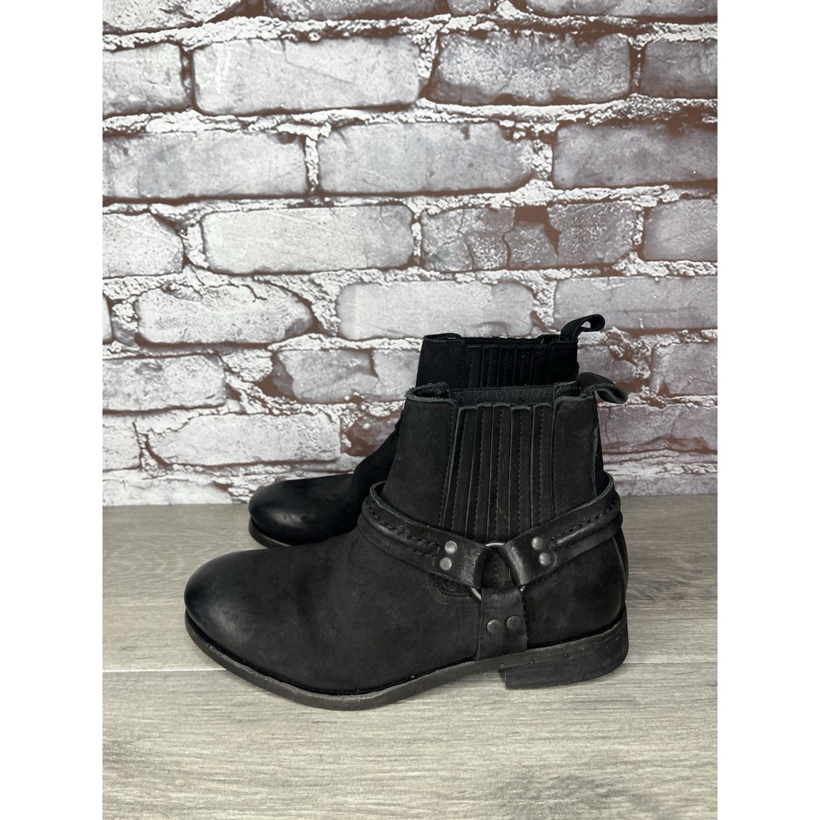 Allsaints AllSaints Italy Black Leather Harness Ankle Chelsea Boots Wo Size US 6.5 / IT 36.5 - 16 Thumbnail