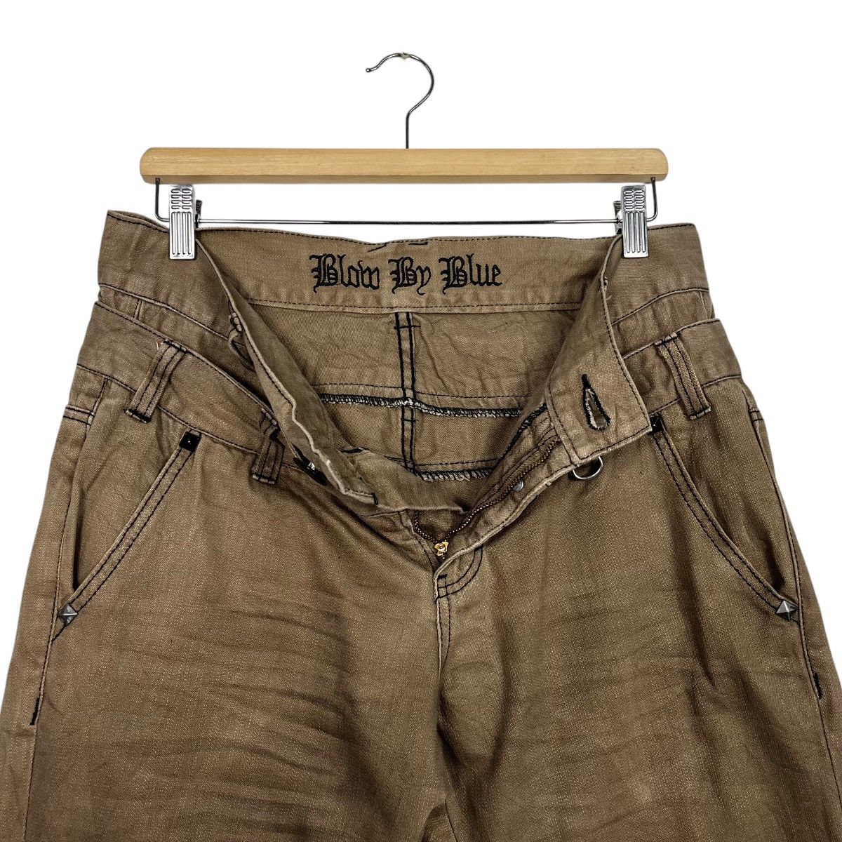 Japanese Brand Vintage Blobo By Blue Double Waist Flare Pants Size 33" - 15 Thumbnail