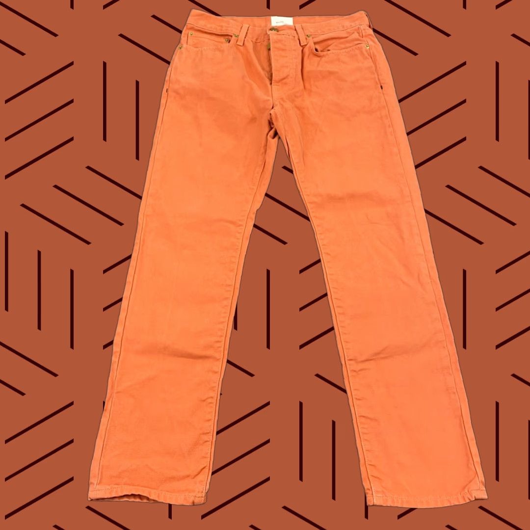 Sid Mashburn Jeans Mens 32x30 Straight Orange Button Fly Pants USA MADE 30x28.5* Denim Cotton 5-Pocket Regular Classic USA Mens Jeans