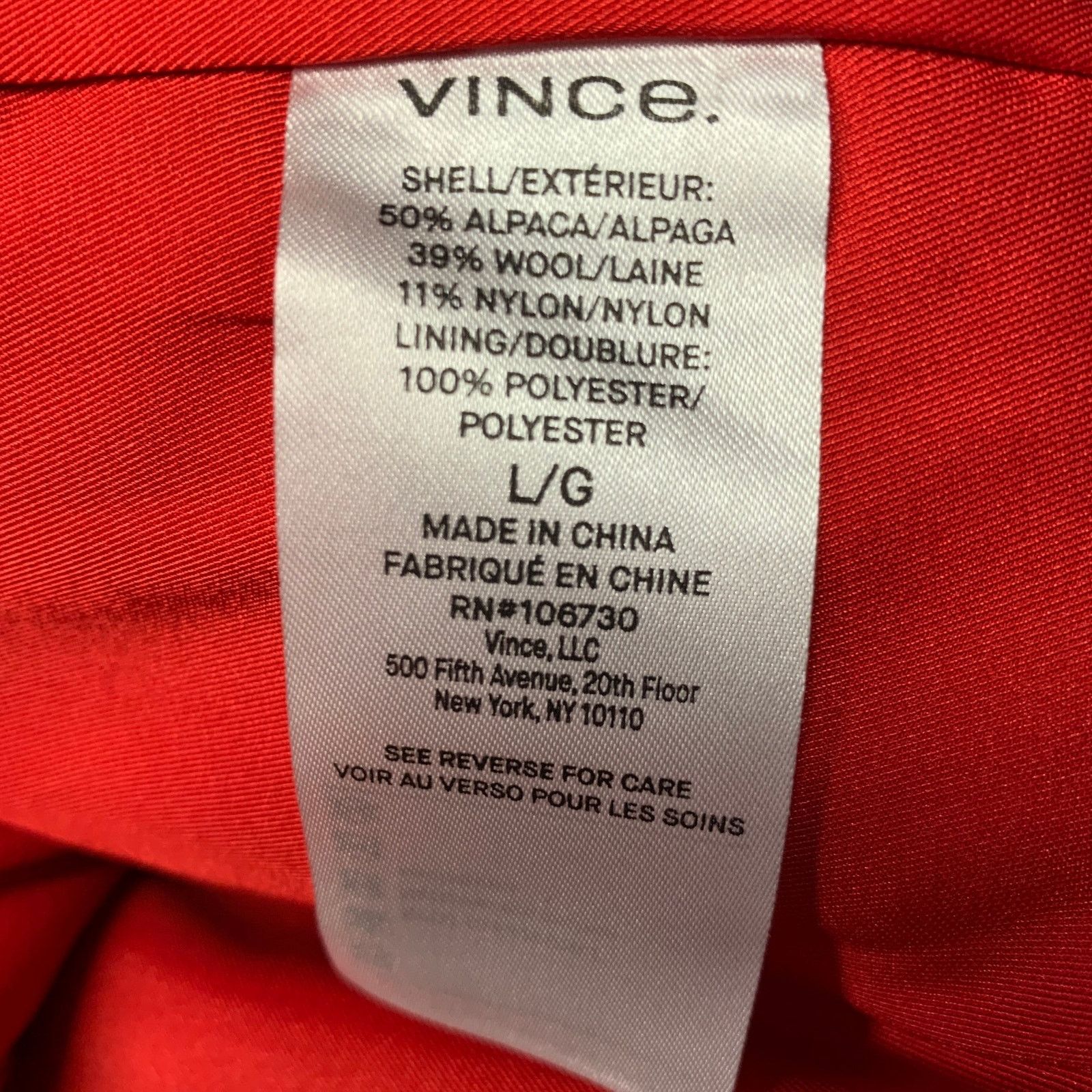 Vince VINCE Size L Red Alpaca Blend Textured Notch Lapel Coat Size L / US 10 / IT 46 - 7 Thumbnail