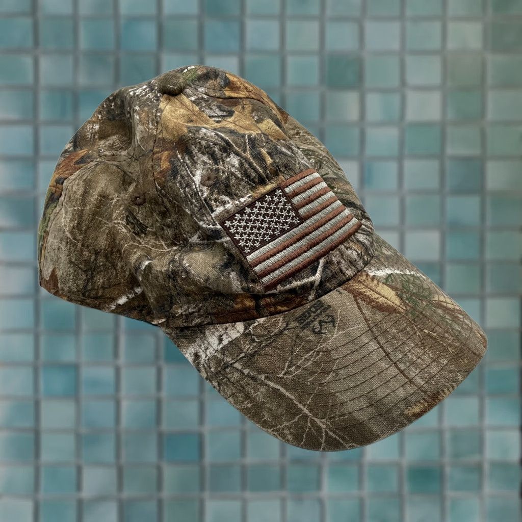 Realtree American Flag Camo Hat Mens Green Realtree US Baseball Strapback Hunting Cap Size ONE SIZE - 1 Thumbnail