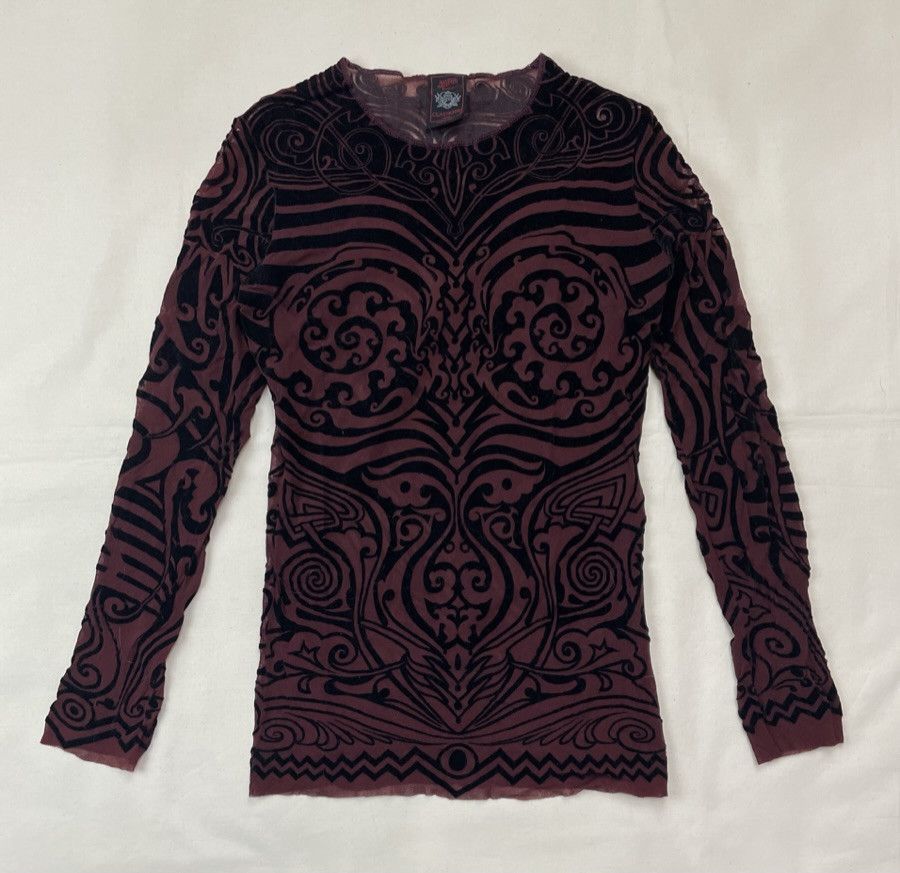 SS1996 Jean Paul Gaultier Tribal Tattoo Skeleton Mesh Top